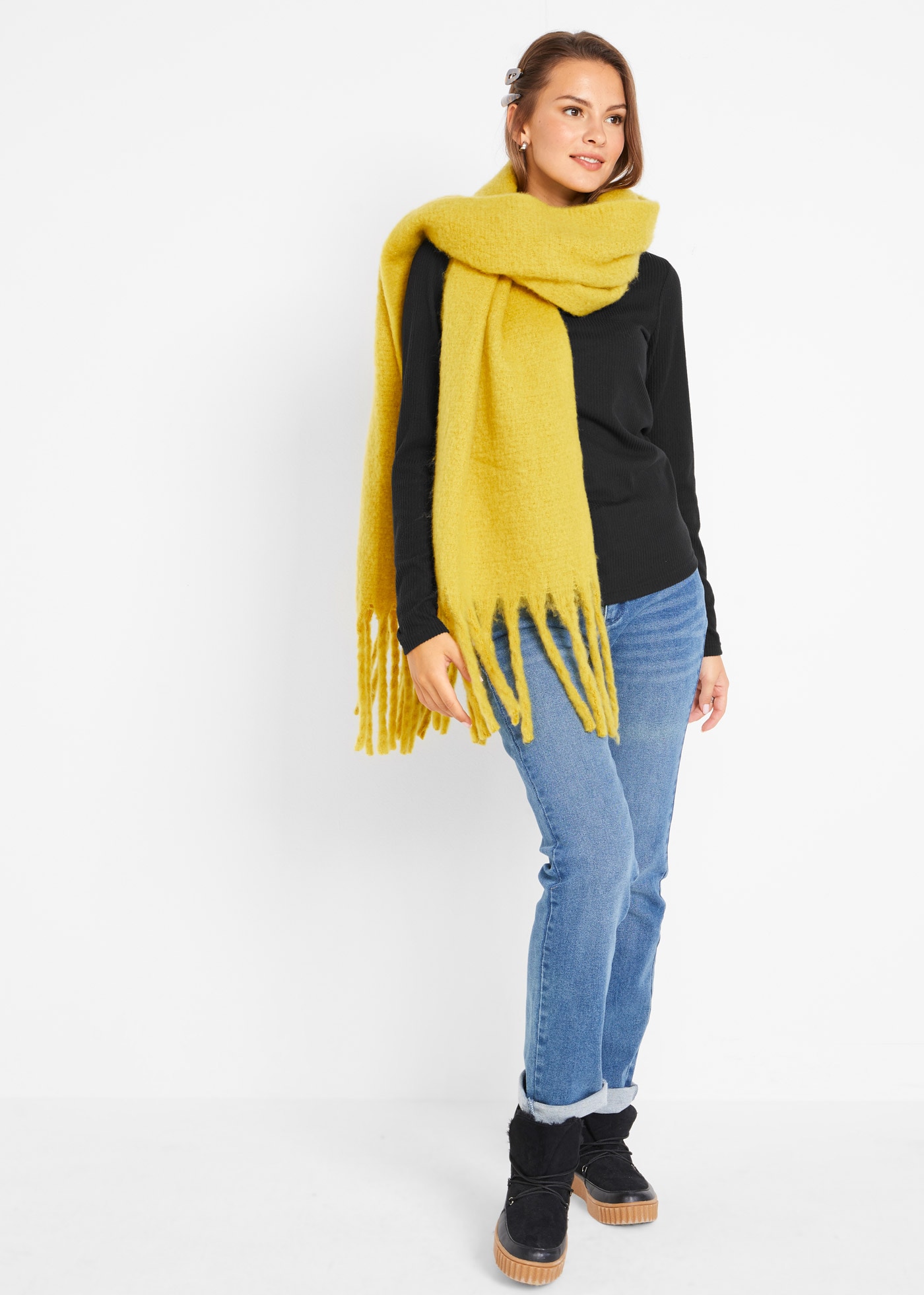 bonprix T-shirt à col roulé schmale Passform, Rippstruktur, unifarbenes Obermaterial