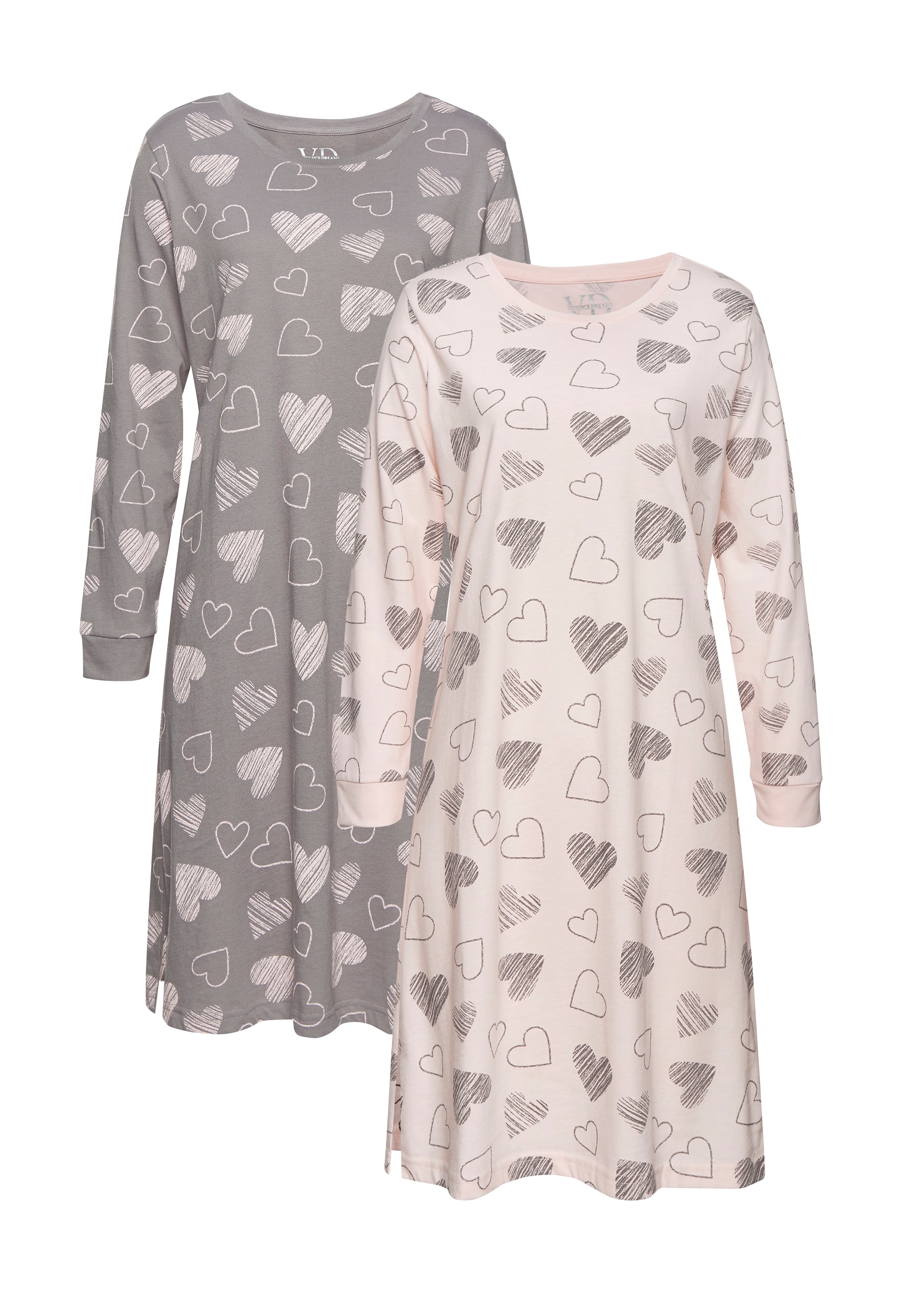 Vivance Dreams Chemise de nuit 2er Pack,  mit süssem Herzprint