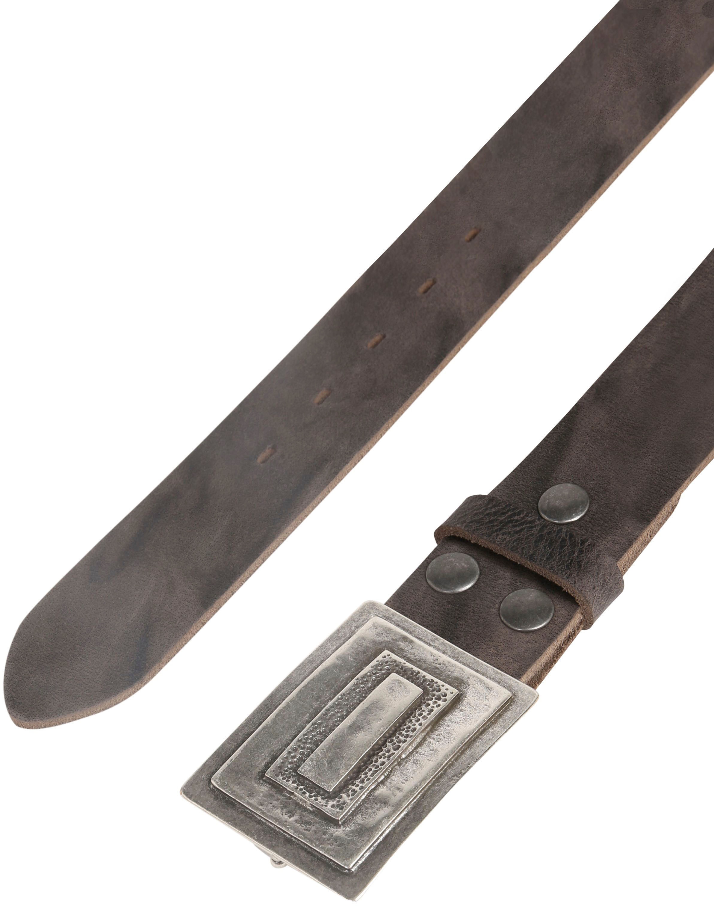 Rettungsring Gürtel Ceinture en cuir mit eckiger Koppelschliesse in grafischer Vintage-Optik