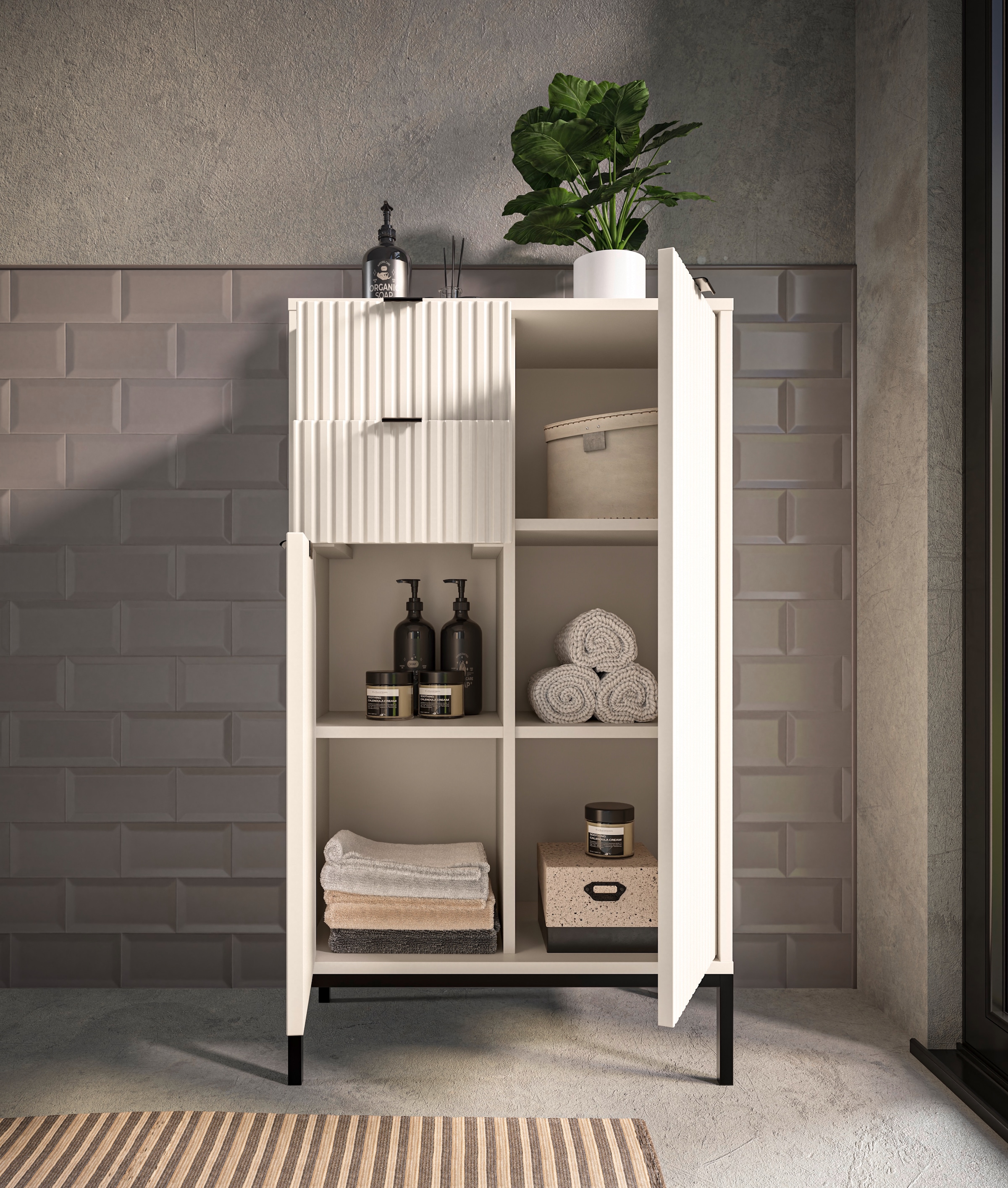 BASIC by Balculina Midischrank »Lucera Midischrank, Badezimmerschrank BxHxT 60x106x32« 1 Stk. tlg. Breite 60 cm, Tür L/R montierbar