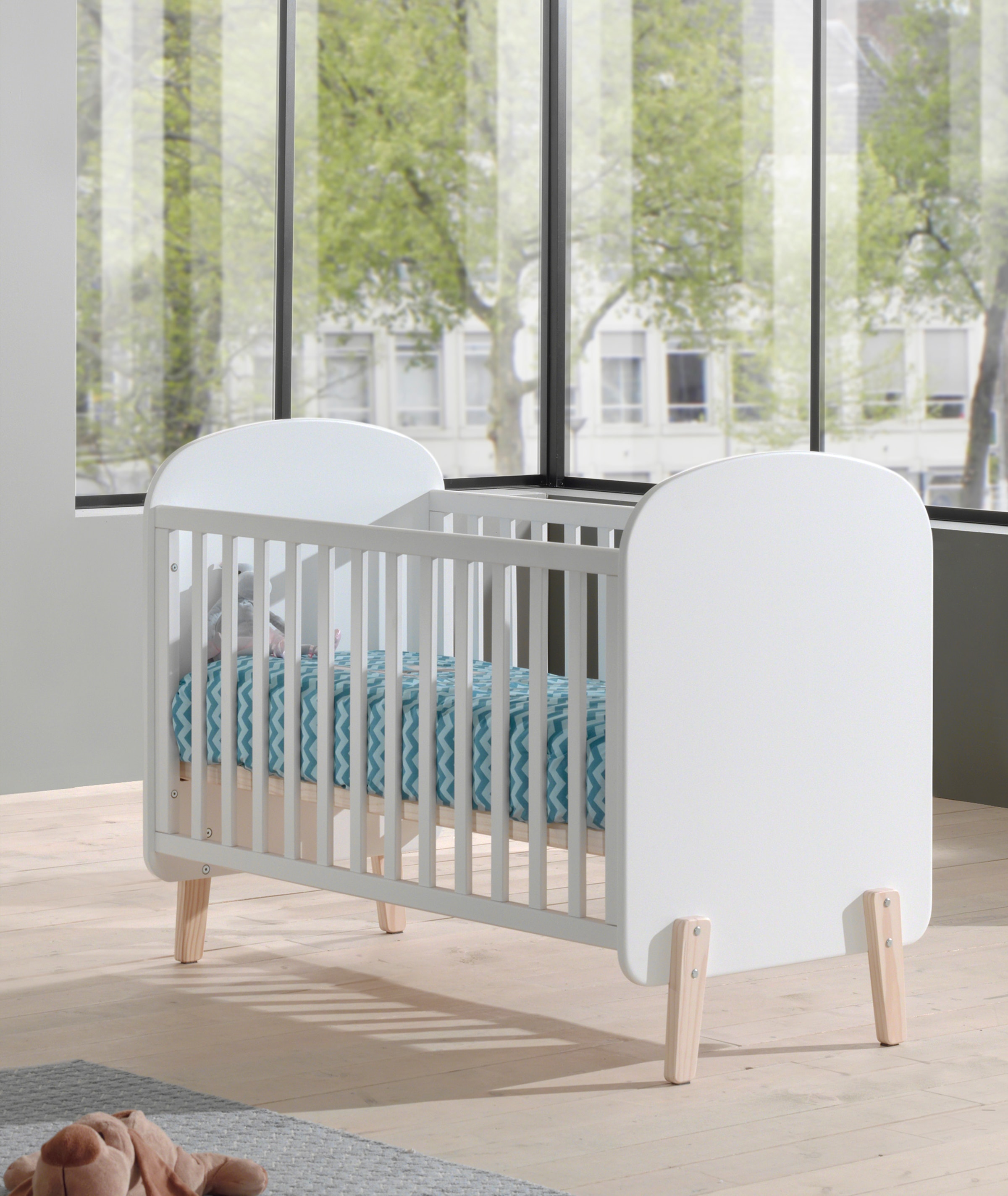Vipack Lit bébé Lit bébé avec surface de couchage 60 x 120 cm laqué blanc