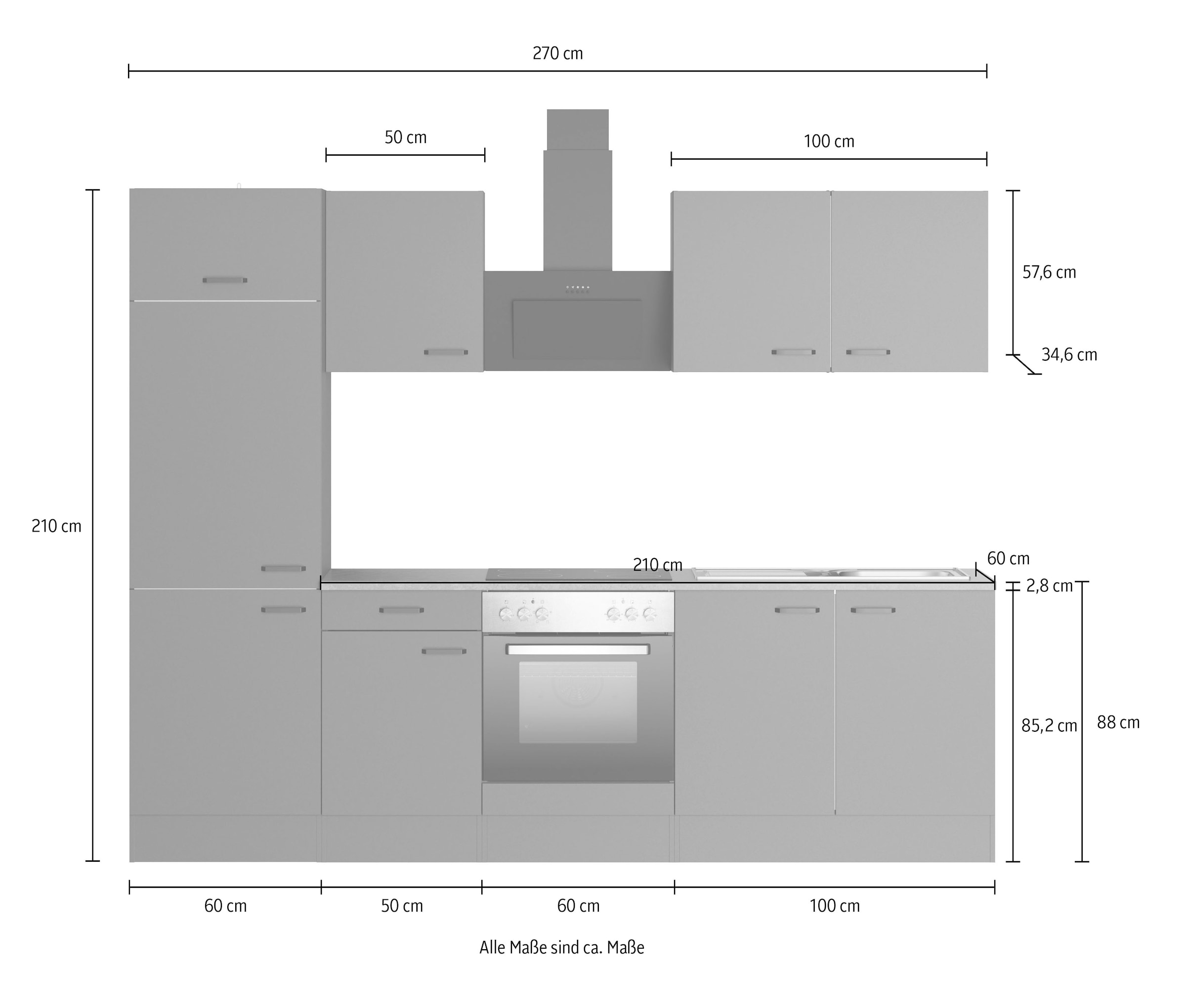 OPTIFIT Kitchenette »OPTImulti« Breite 270 cm, wahlweise mit E-Geräten