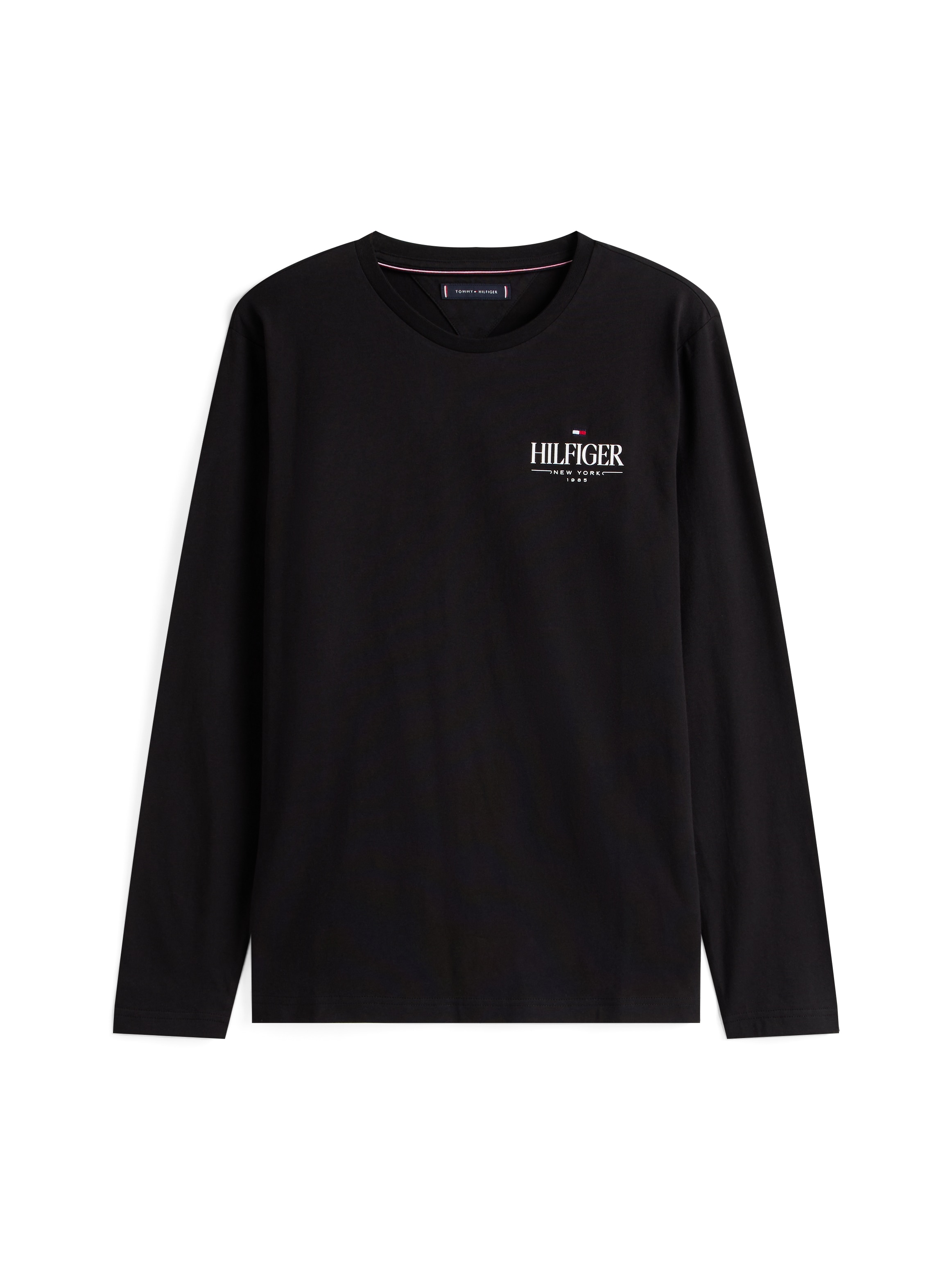 Tommy Hilfiger T-shirt à manches longues »HILFIGER STACK LS TEE«, Kontrastfarbener Print auf der Brust
