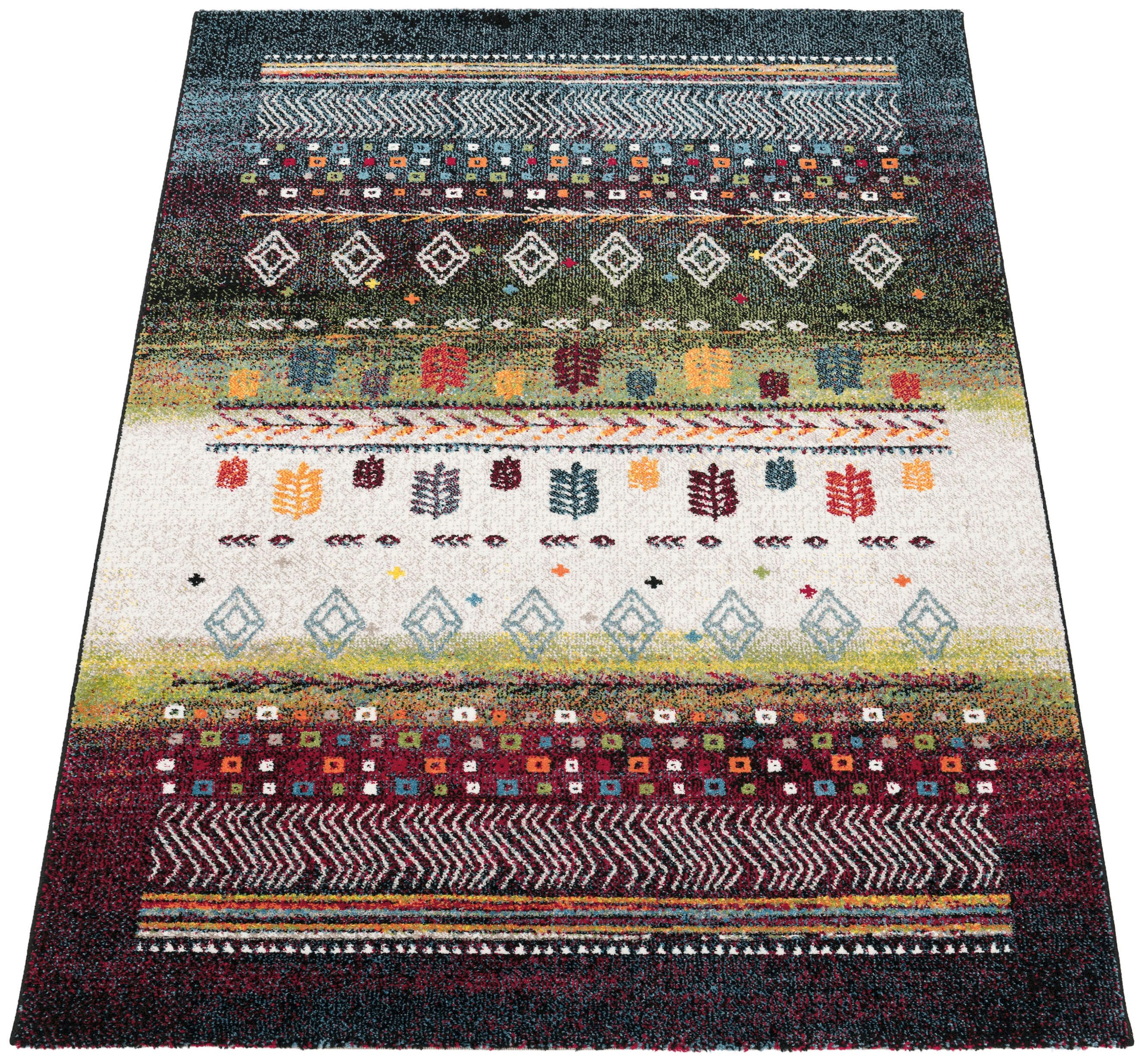 Paco Home Teppich »Nomaden 818« rechteckig 16 mm Höhe Kurzflor, Gabbeh Design, gestreift, ideal im Wohnzimmer & Schlafzimmer