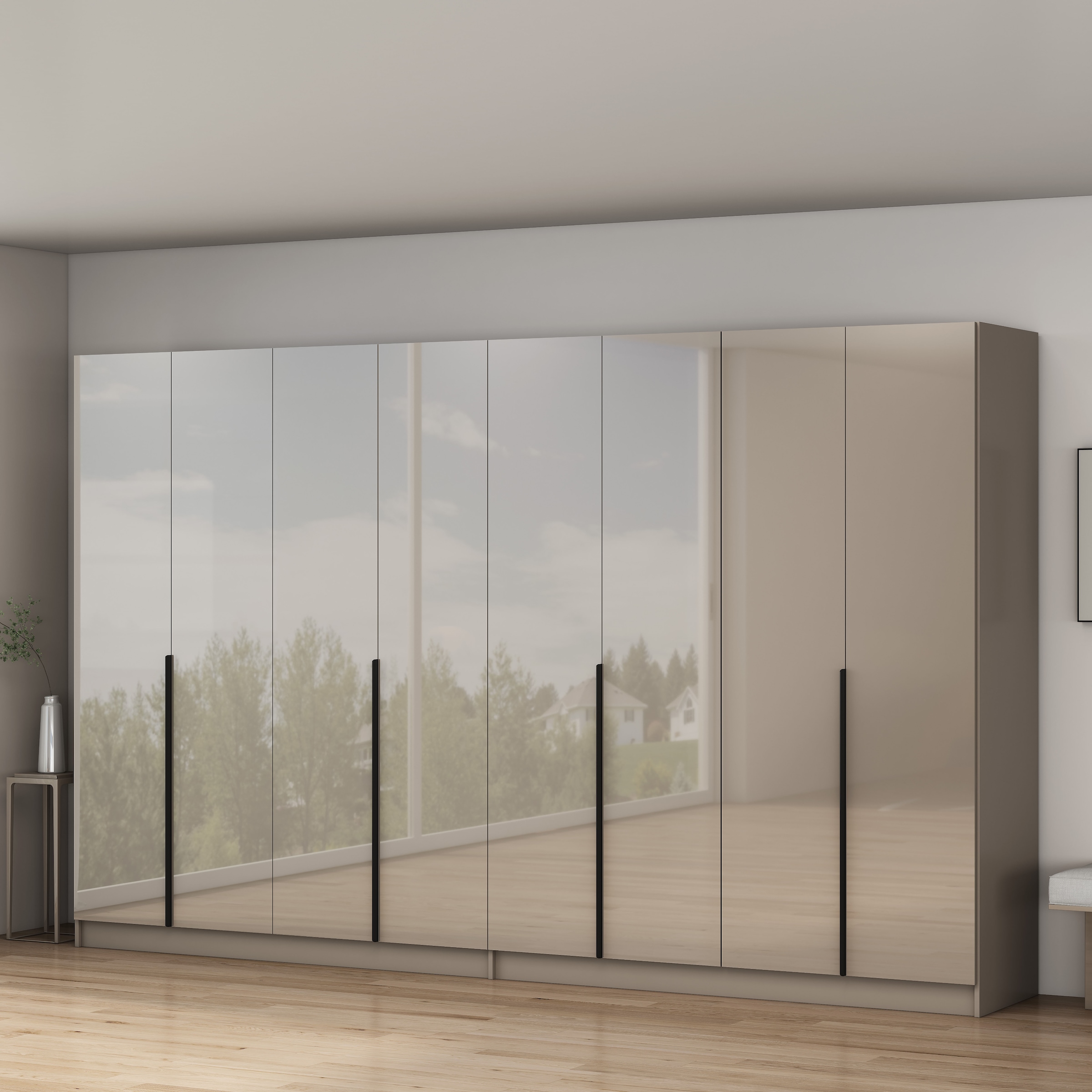 GOODproduct Kleiderschrank »Annor Schlafzimmerschrank Breite 323 cm hochglanz Schrank Garderobe« Drehtürenschrank mit perfekter Innenausstattung - elegante Türgriffe