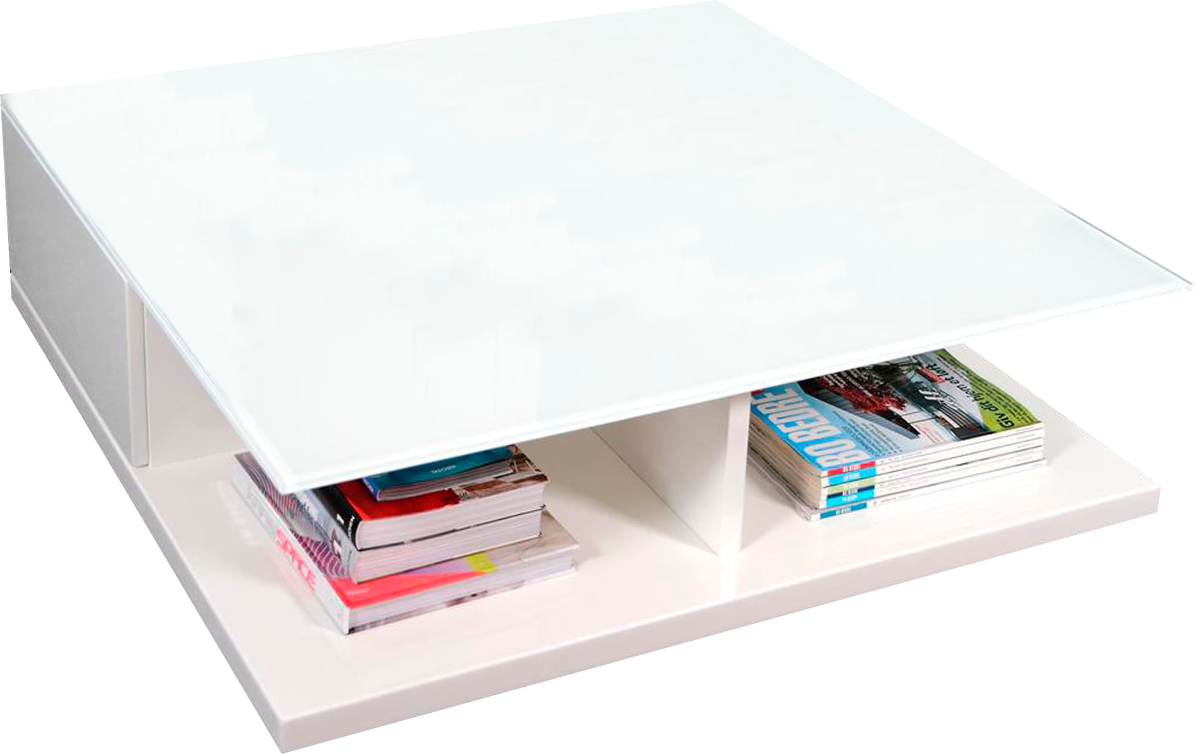 SalesFever Couchtisch »im minimalistischen Stil« Kristallklare Tischplatte aus gehärtetem Glas