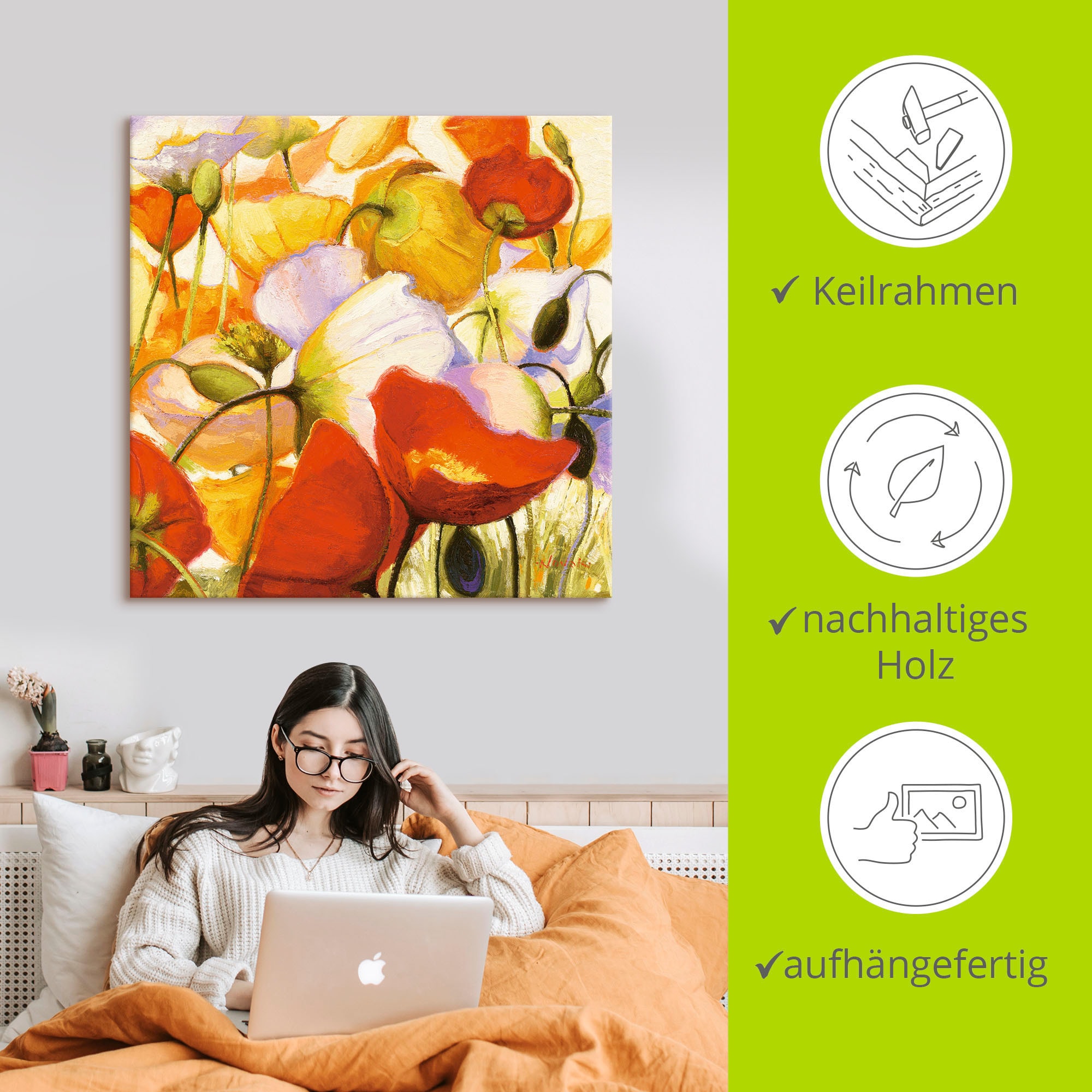 Artland Tableau sur toile »Mohnblumen aus der Nähe« 1 cuis tlg. auf Holzrahmen gespannt