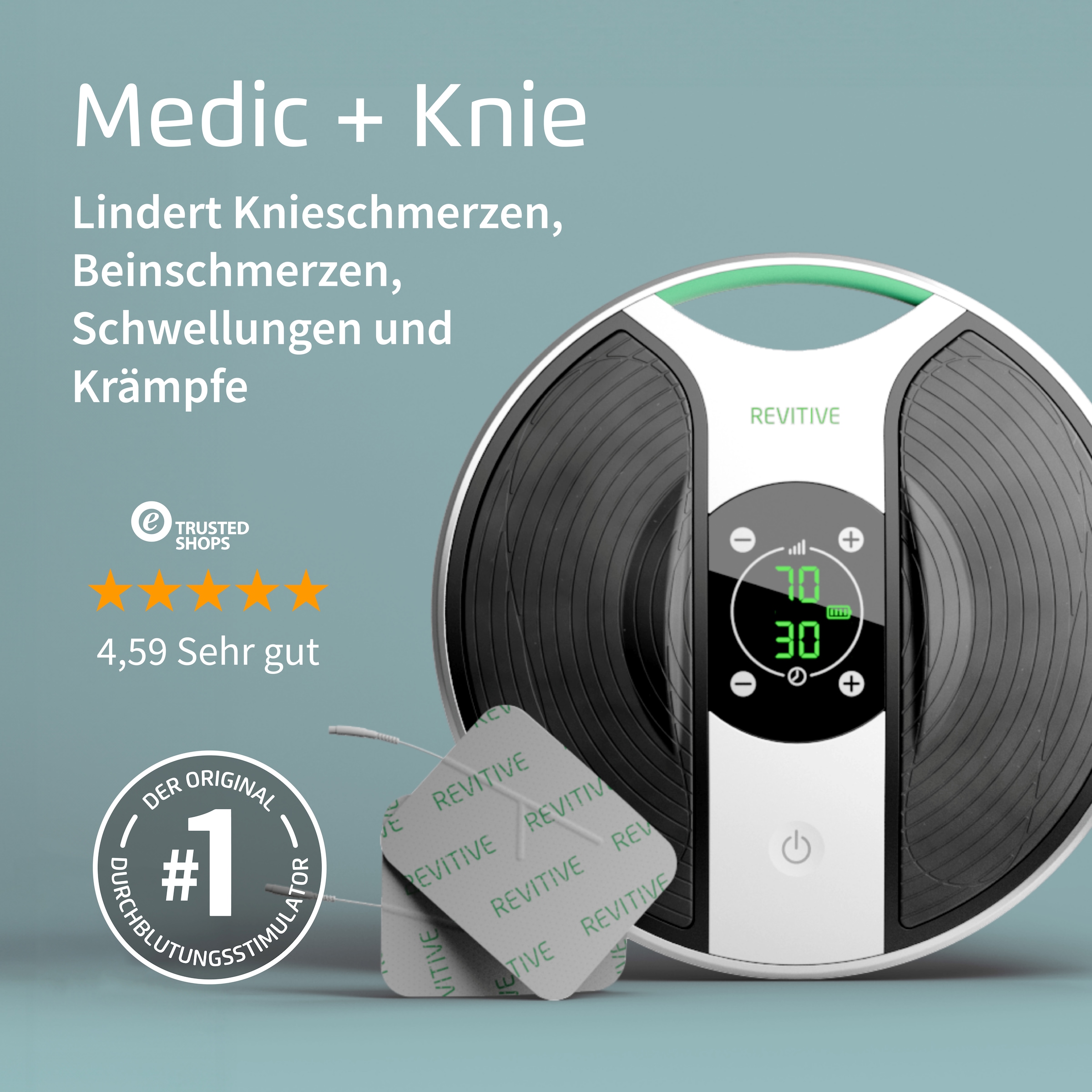 REVITIVE EMS-Fussmassage-Gerät »Medic Plus Knie Durchblutungs-Stimulator« Lindert Beschwerden, schlechte Durchblutung, Schwellungen, Krämpfe