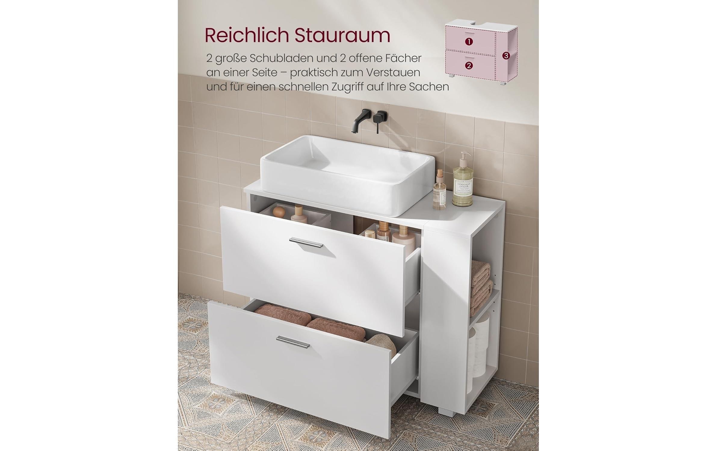 VASAGLE Waschbeckenunterschrank »mit Fächern 80 x 64 cm«