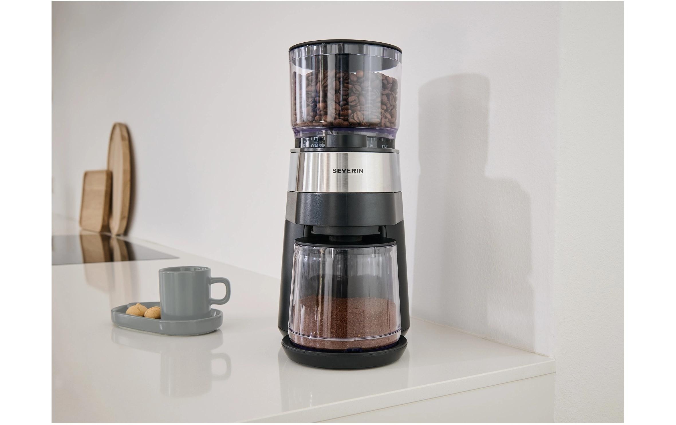 Severin Kaffeemühle »KM 3880« Scheibenmahlwerk 240 gBohnenbehälter bis 240g Bohnen, Aromaverschluss, Mahlgrad in 30 Stufen einstellbar