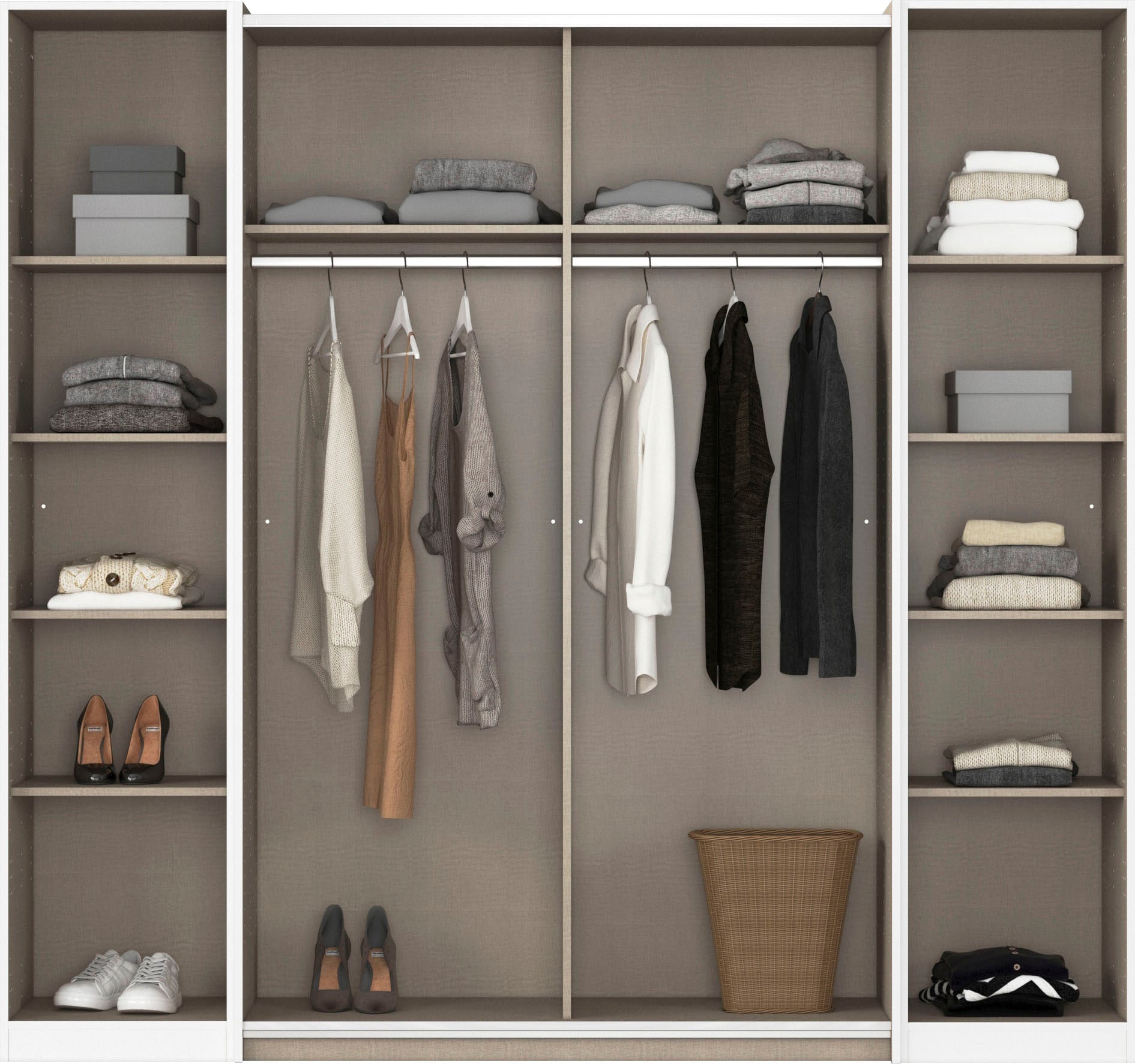 rauch Schwebetürenschrank »Kleiderschrank Drehtürenschrank Schrank Garderobe KRONACH« in 3 Ausstattungen BASIC/CLASSIC/PREMIUM, Breiten 225/268/311/354 cm,  mit Dreh- und Schwebetüren und vielen Einlegeböden MADE IN GERMANY