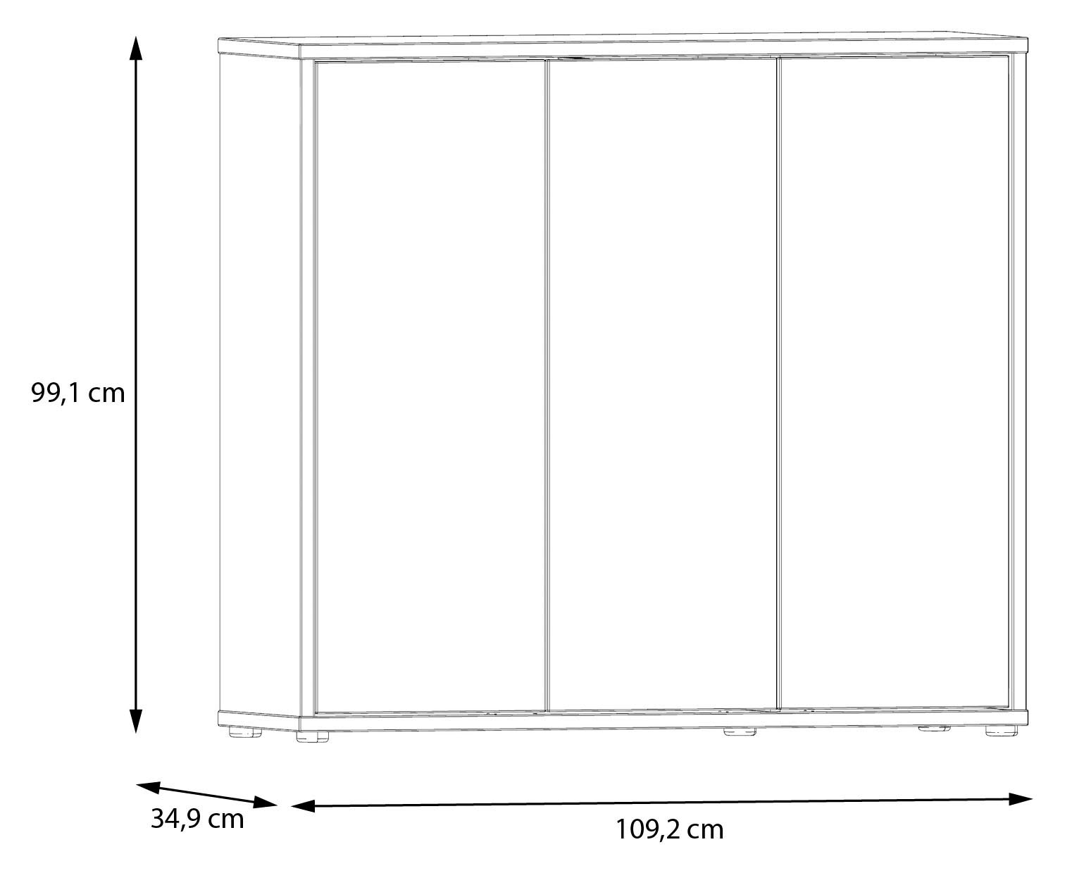 FORTE Schuhschrank »Alice Springs, Schuhschrank, Platz für 20 Paar Schuhe, 3 Türen« B/H/T 109,2/99,1/34,9 cm,  Stauraumschrank, Mehrzweckschrank, grifflose Front, Push to open