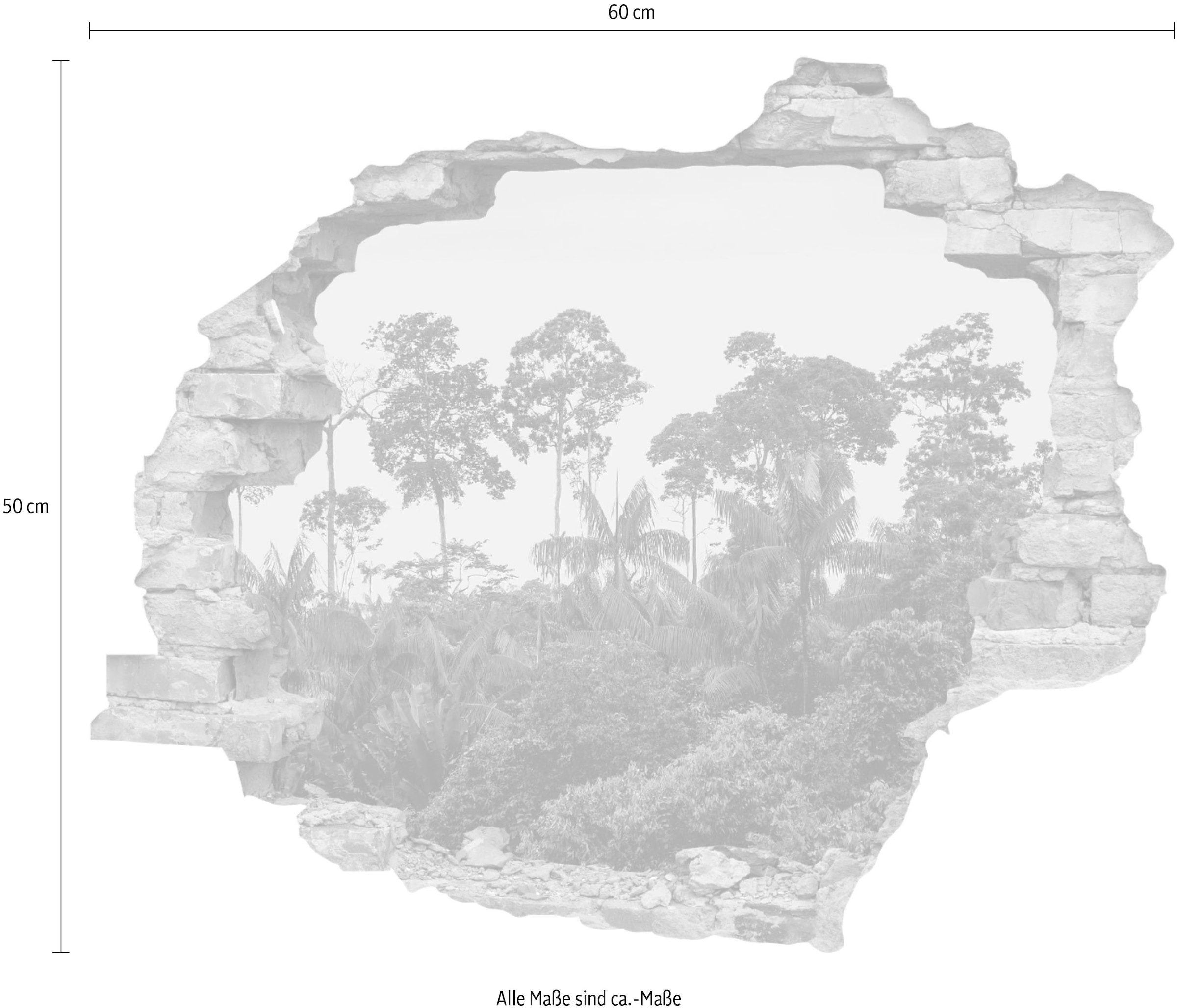 queence Autocollant mural »Regenwald« Wandsticker, Wandbild, selbstklebend, 3D, Wanddurchbruch