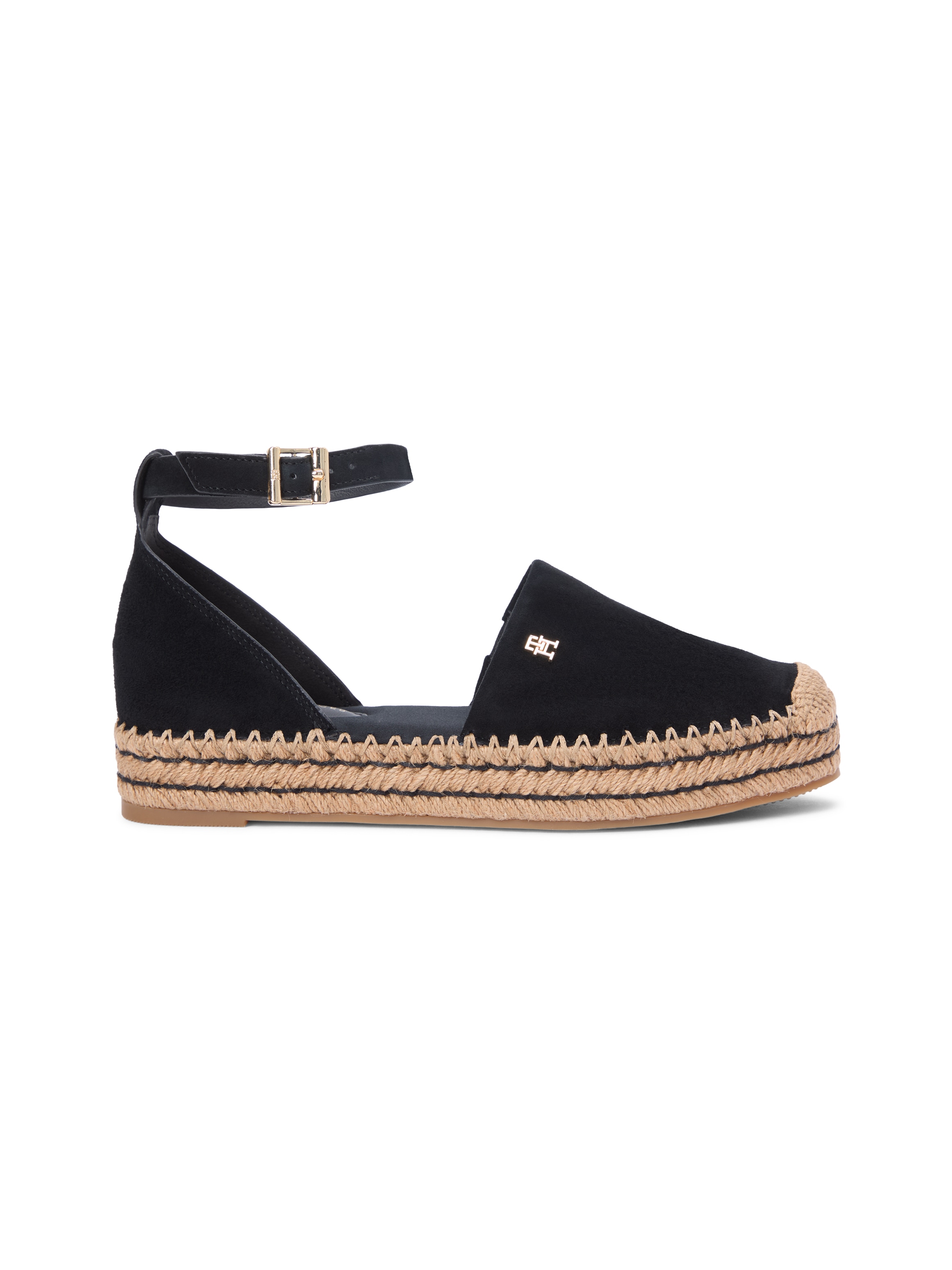 Tommy Hilfiger Ballerines à lanières »TH PLATFORM ESPAD SUEDE STRAP«  chaussure d'été, sandale à plateforme avec bride de talon réglable