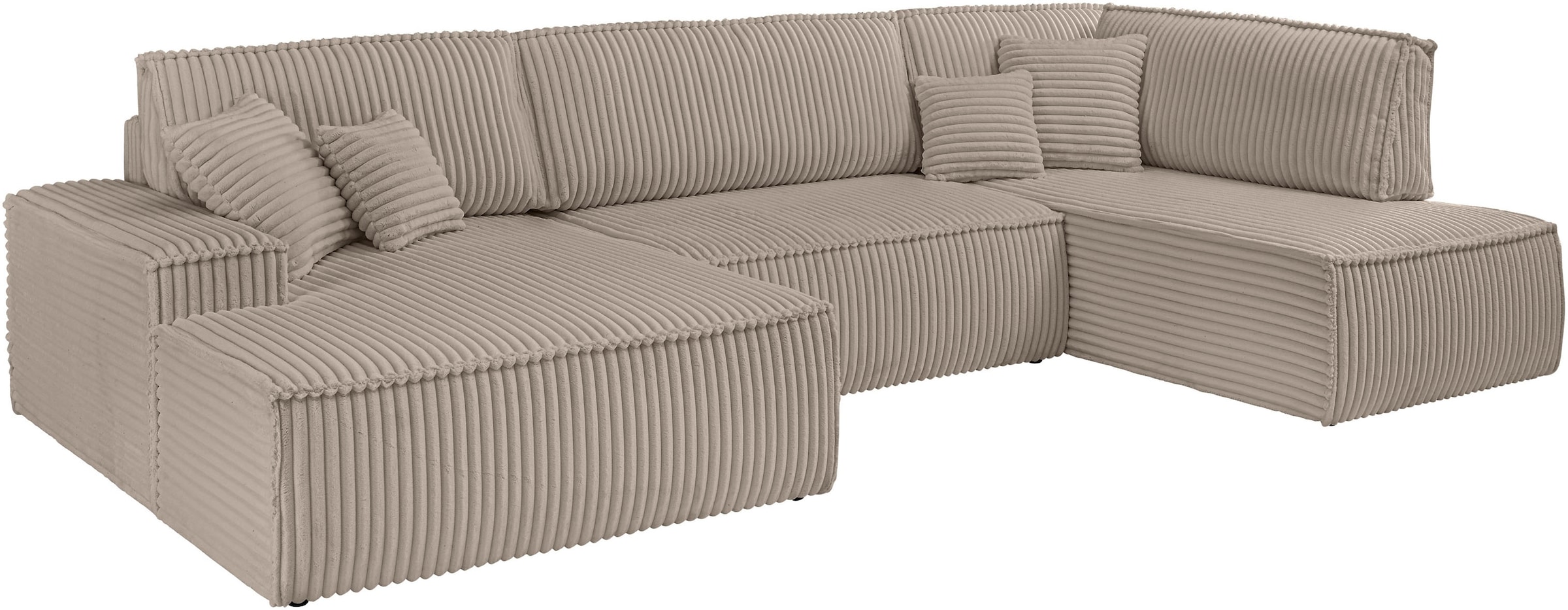 GOODproduct Wohnlandschaft »FINNLEY  Cord U-Form XXL 329 cm - OTTO. Verlässliche Qualität.« Schlafsofa, Bettkasten, in Bouclé, Struktur fein und Mega Cord