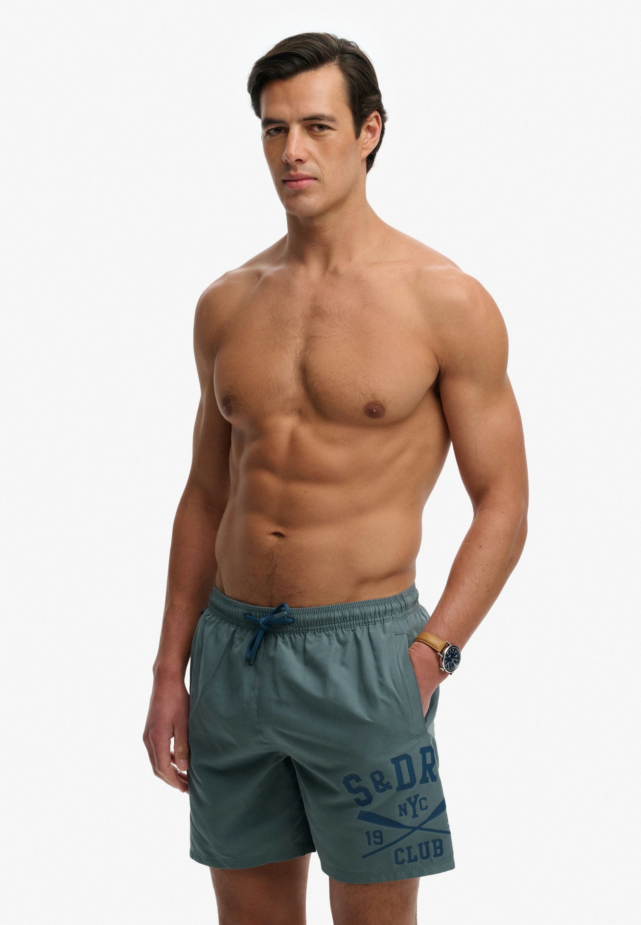 Superdry Short de bain »PRINTED LOGO 16 SWIM SHORT« coupe mode, design uni, en polyester, facile d'entretien