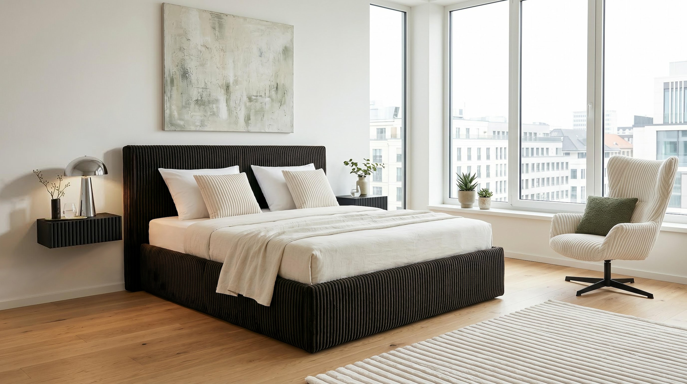 GOODproduct Polsterbett »AVVRA in der Grösse 180x200 cm, mit flauschigen Breitcord bezogen« wahlweise mit Lattenrost und King-Matratze (28cm)