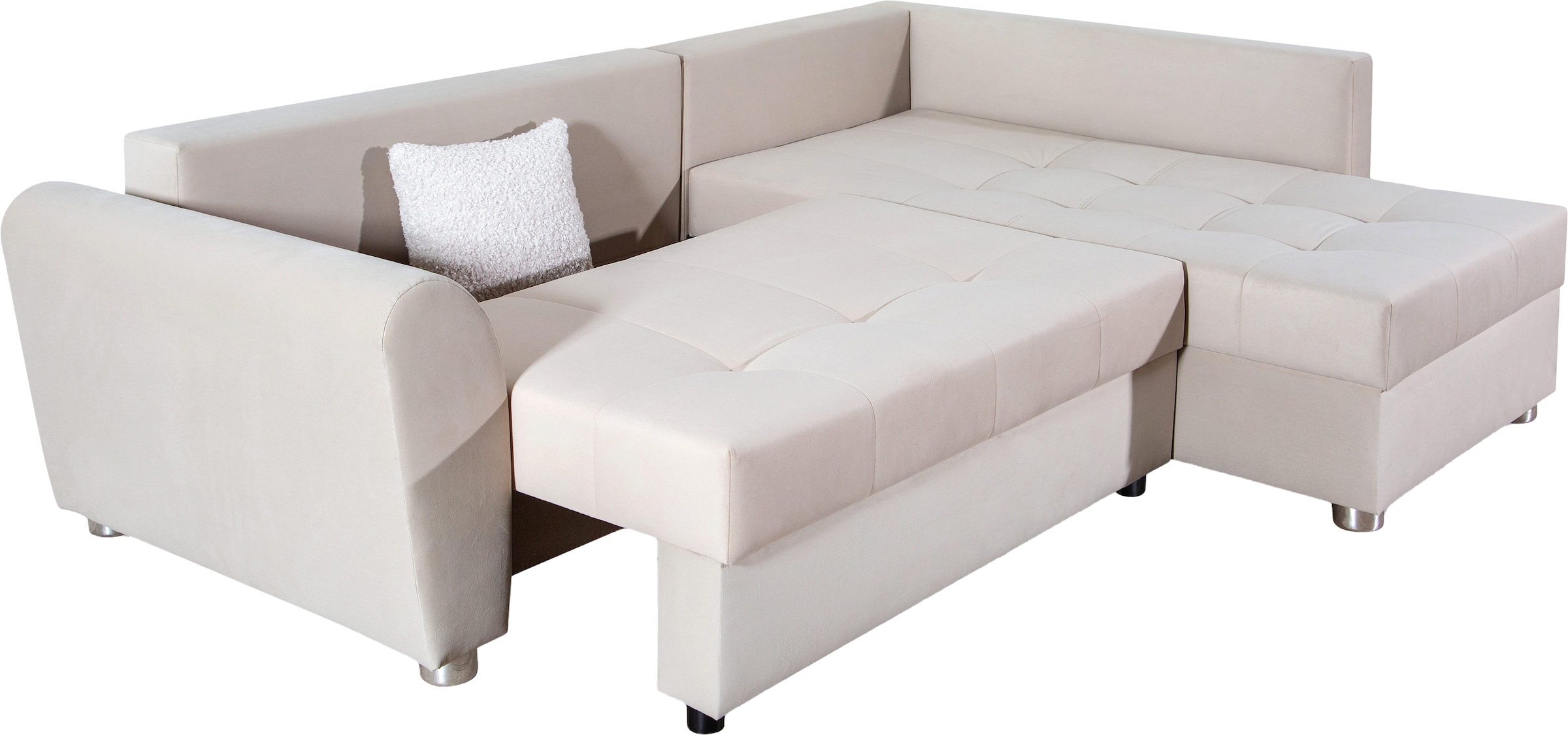 COLLECTION AB Canapé d'angle »Jana L-Form, B: 220 cm« Bettfunktion, Bettkasten & 1 Zierkissen, Federkern