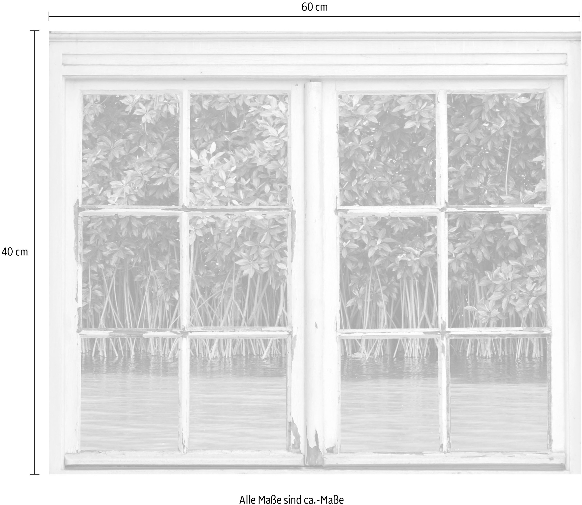 queence Autocollants muraux »Busch am Wasser« Wandsticker, Wandbild, selbstklebend, 3D, Fenster