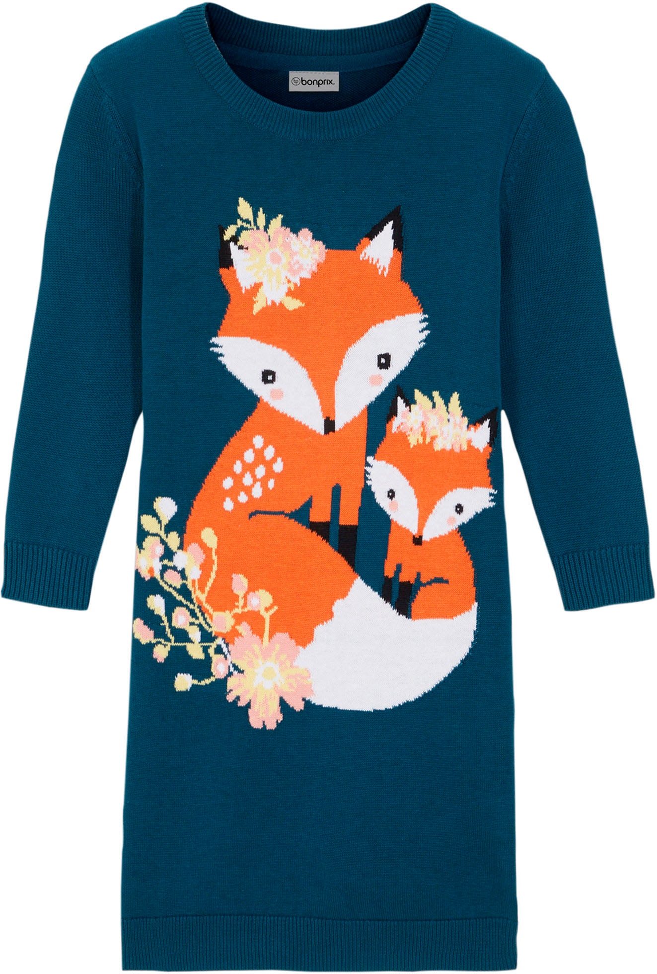 bonprix Robe en tricot aus Baumwolle und Polyacryl, schmale Passform, mit Print