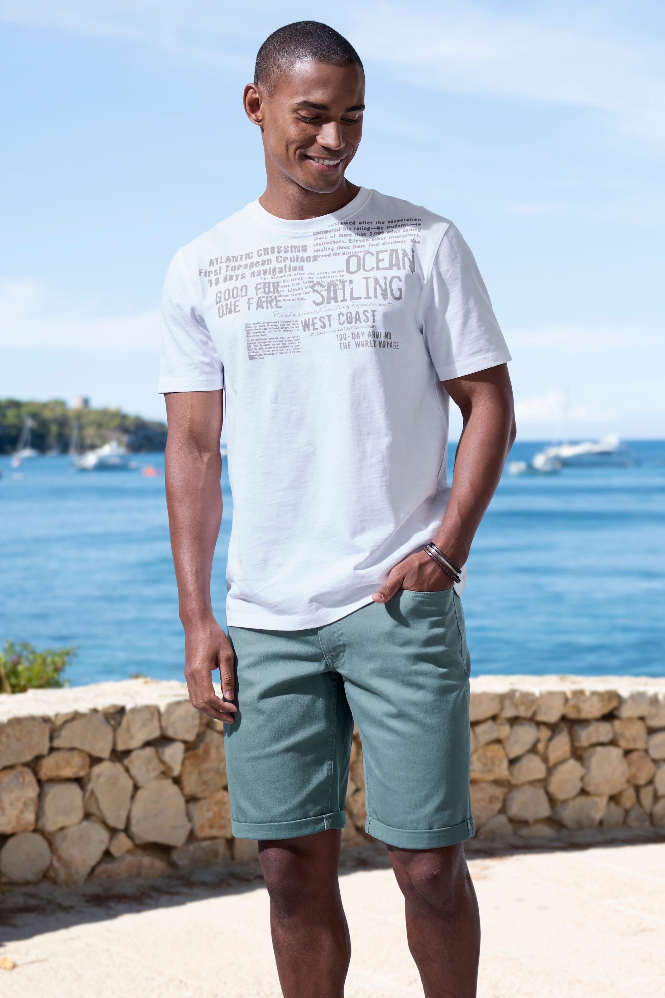 John Devin T-Shirt »mit Print« Regular-Fit, aus Slub-Qualität, mit Print