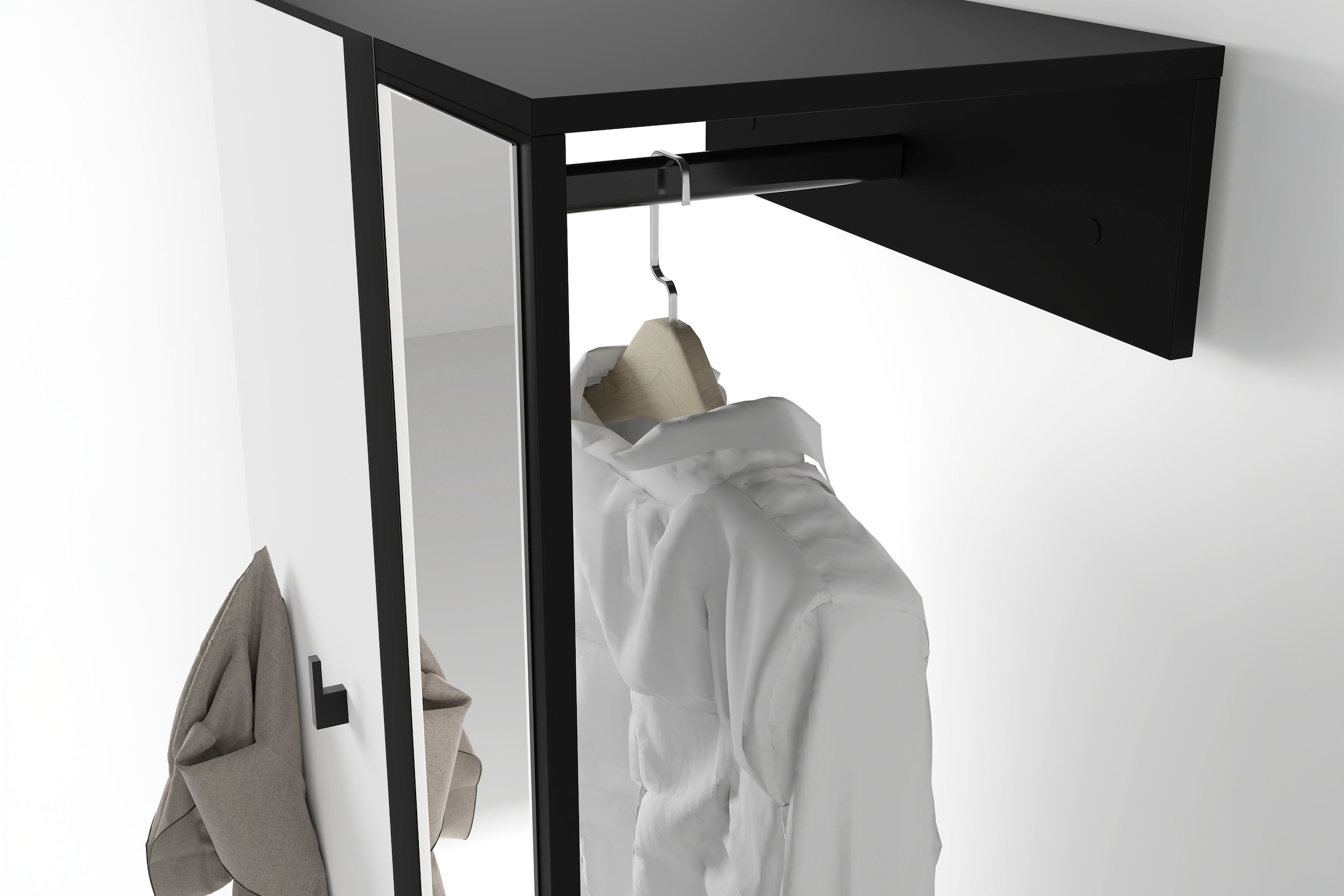 byLIVING Vestiaire compact »Dielen - Set Andorra« 1 cuis tlg. maximale Ordnung auf wenig Fläche mit Spiegel, Kleiderstange und Haken