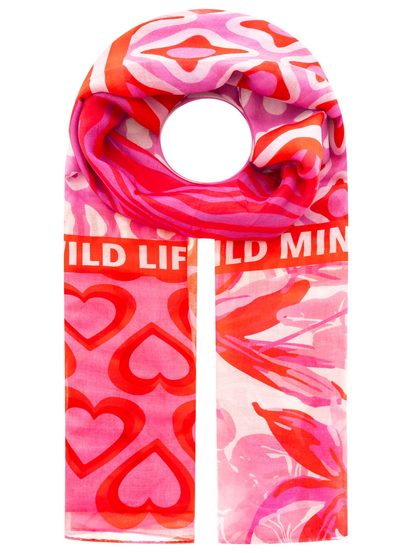 Zwillingsherz Schal »"Heartbeat"« mit Schriftzug, Herzmotiv, transparent