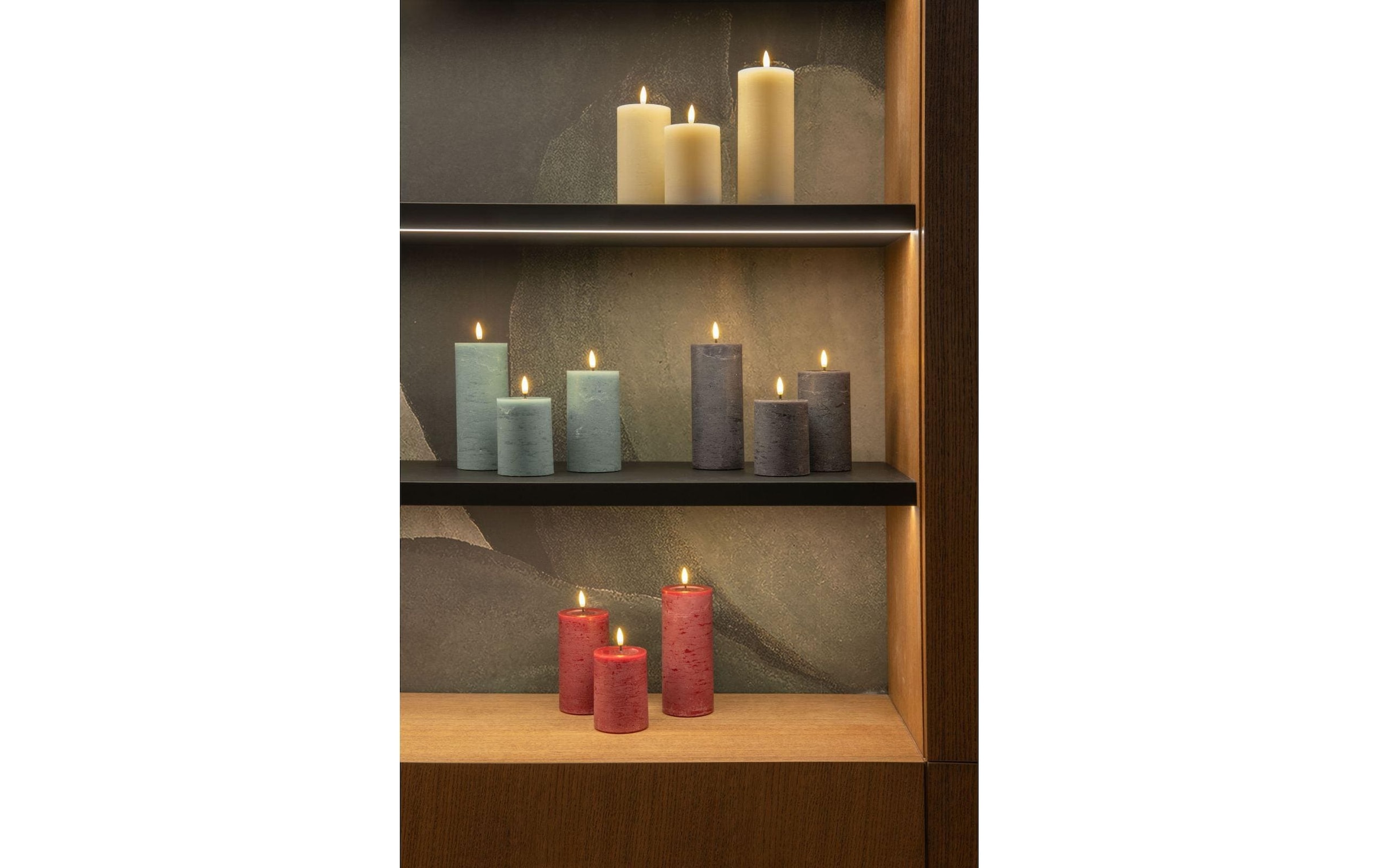 STT Bougie LED »Flat Candle Set, bordeaux, Wachs«