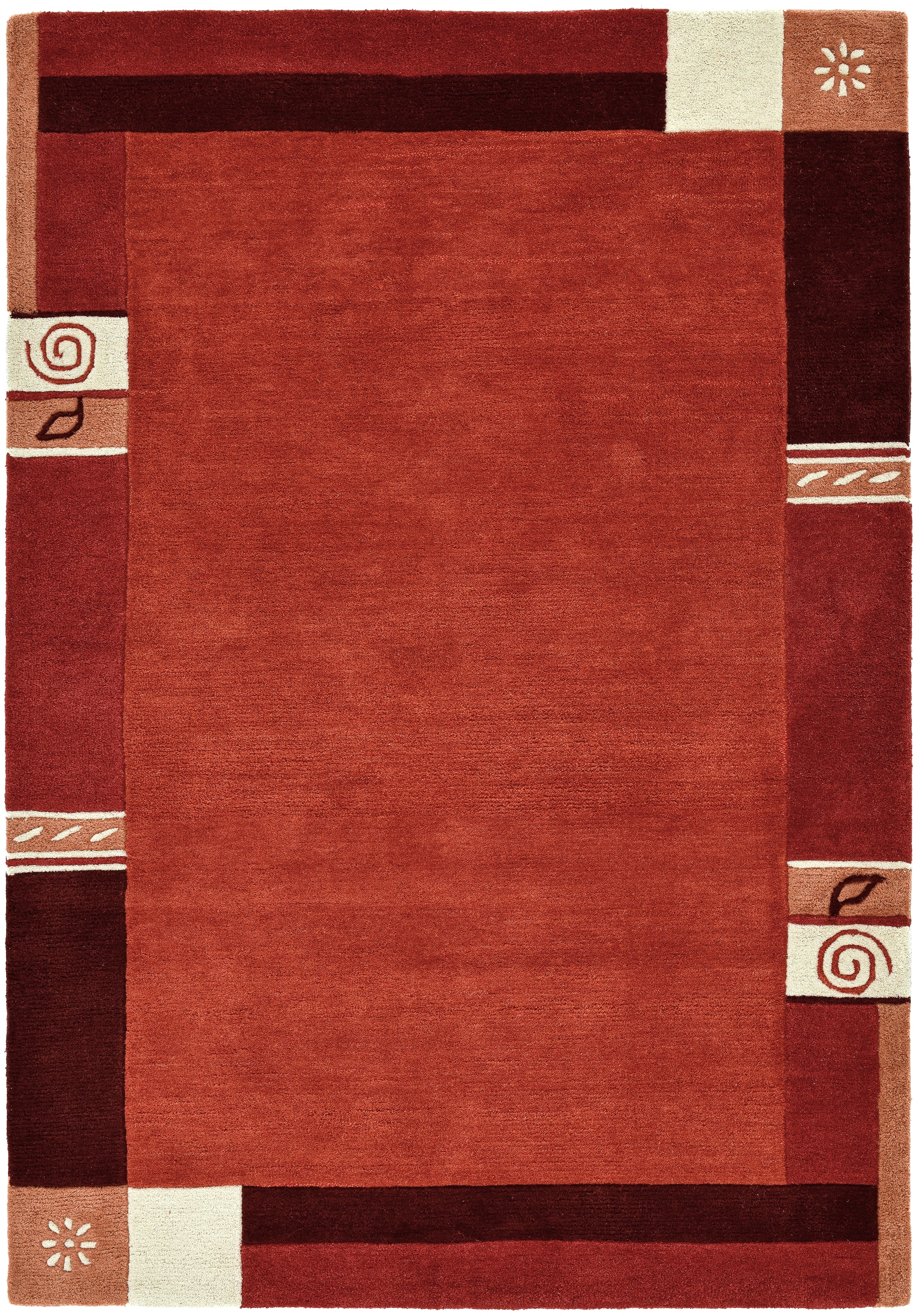 THEKO Tapis en laine »Tromso, Wolle, Handgefertigt, Bordüre mit Hoch-Tief-Effekt« Rectangulaire 15 mm Höhe salon, chambre, salle à manger