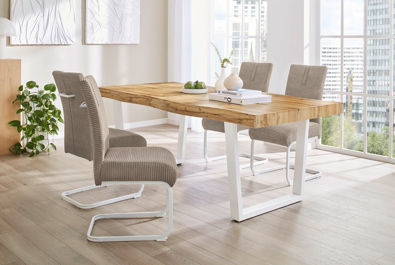 Jockenhöfer Gruppe Chaise cantilever »Kenny« (Ensemble) 2 cuisavec ressorts ensachés, tissu d’ameublement en velours côtelé