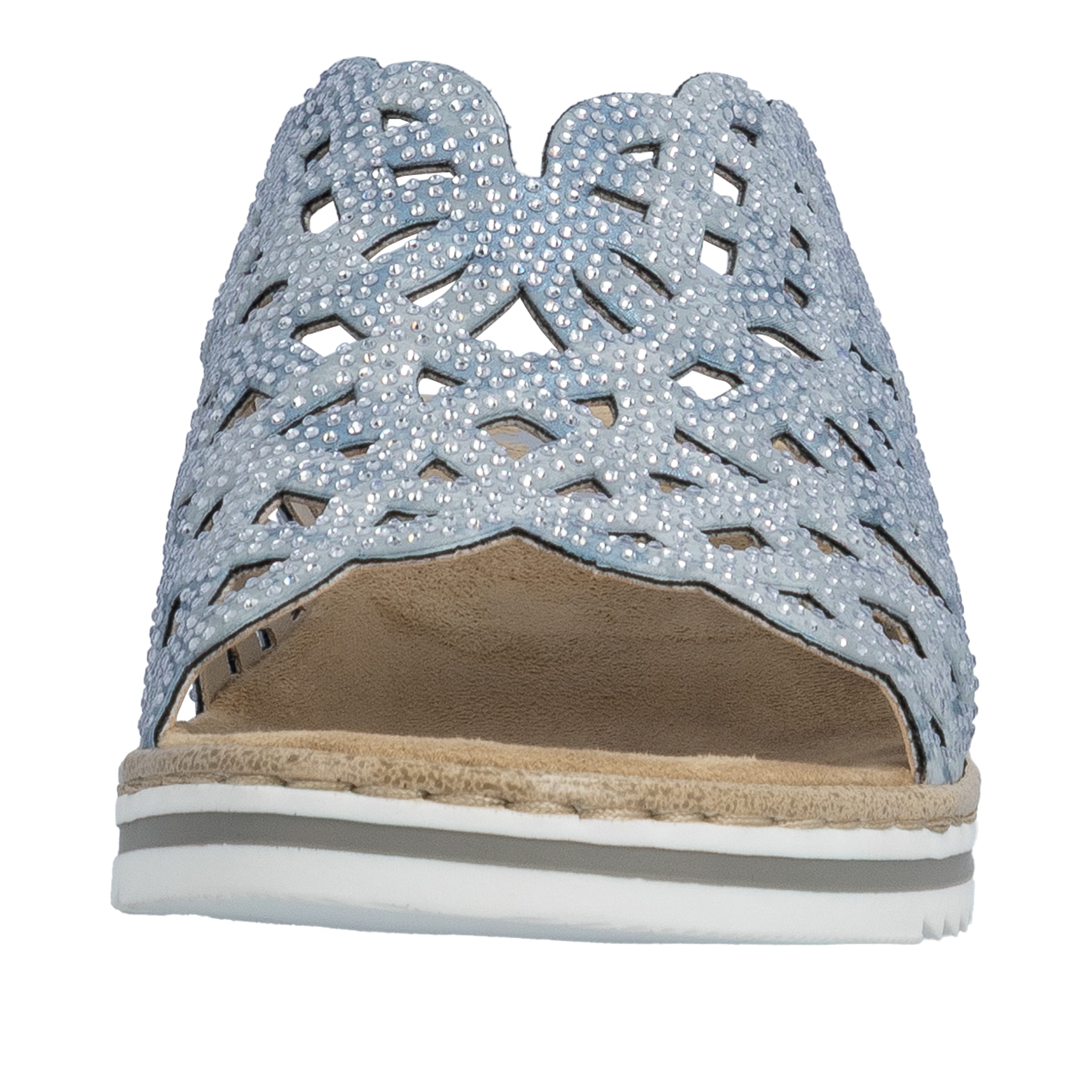 Rieker Pantolette  Sommerschuh, Strandschuh, Hausschuh, Keilabsatz, mit Strass-Steinchen