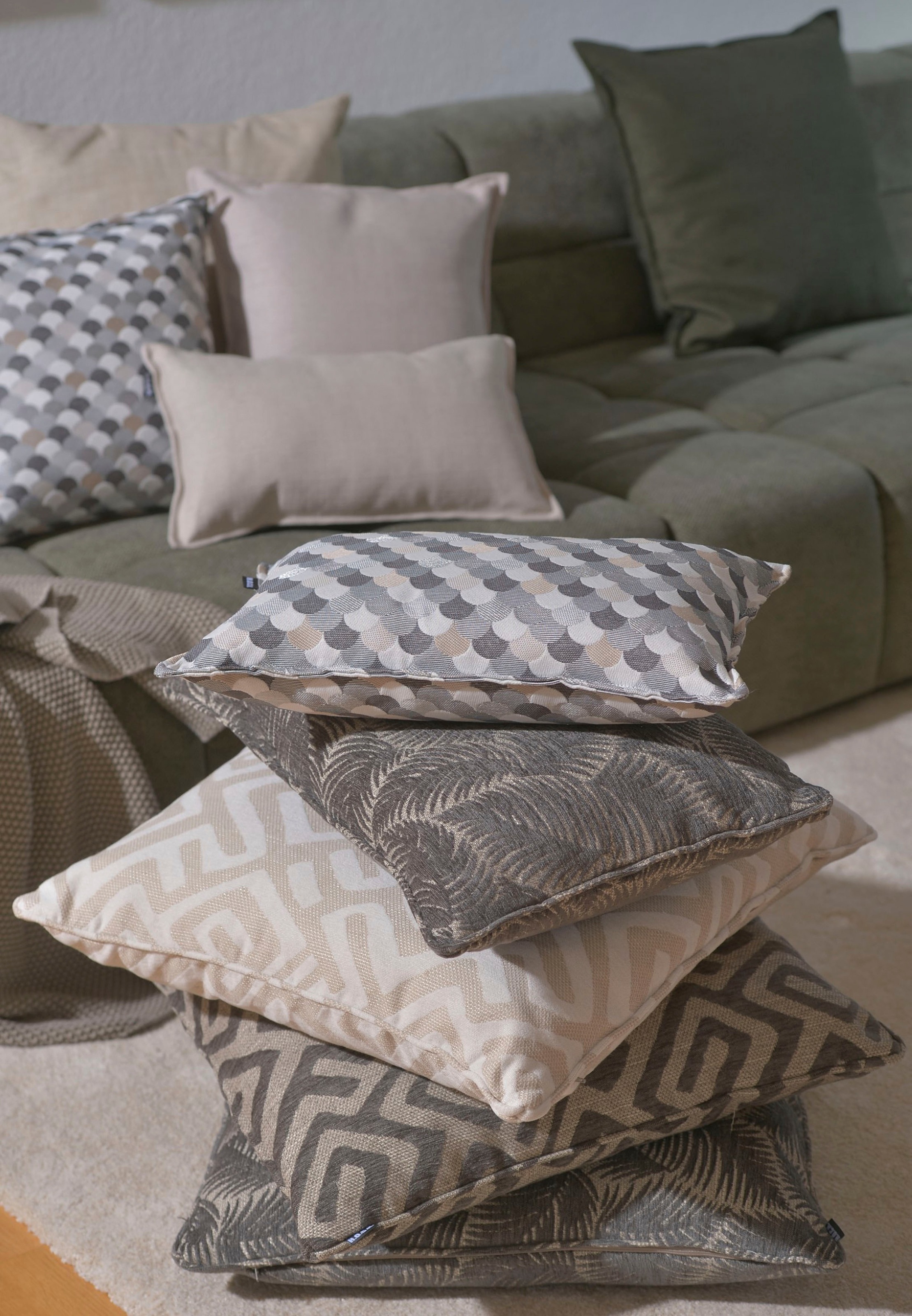 H.O.C.K. Dekokissen »Naira« mit geometrischem Muster, Kissenhülle mit Füllung, 1 Stück