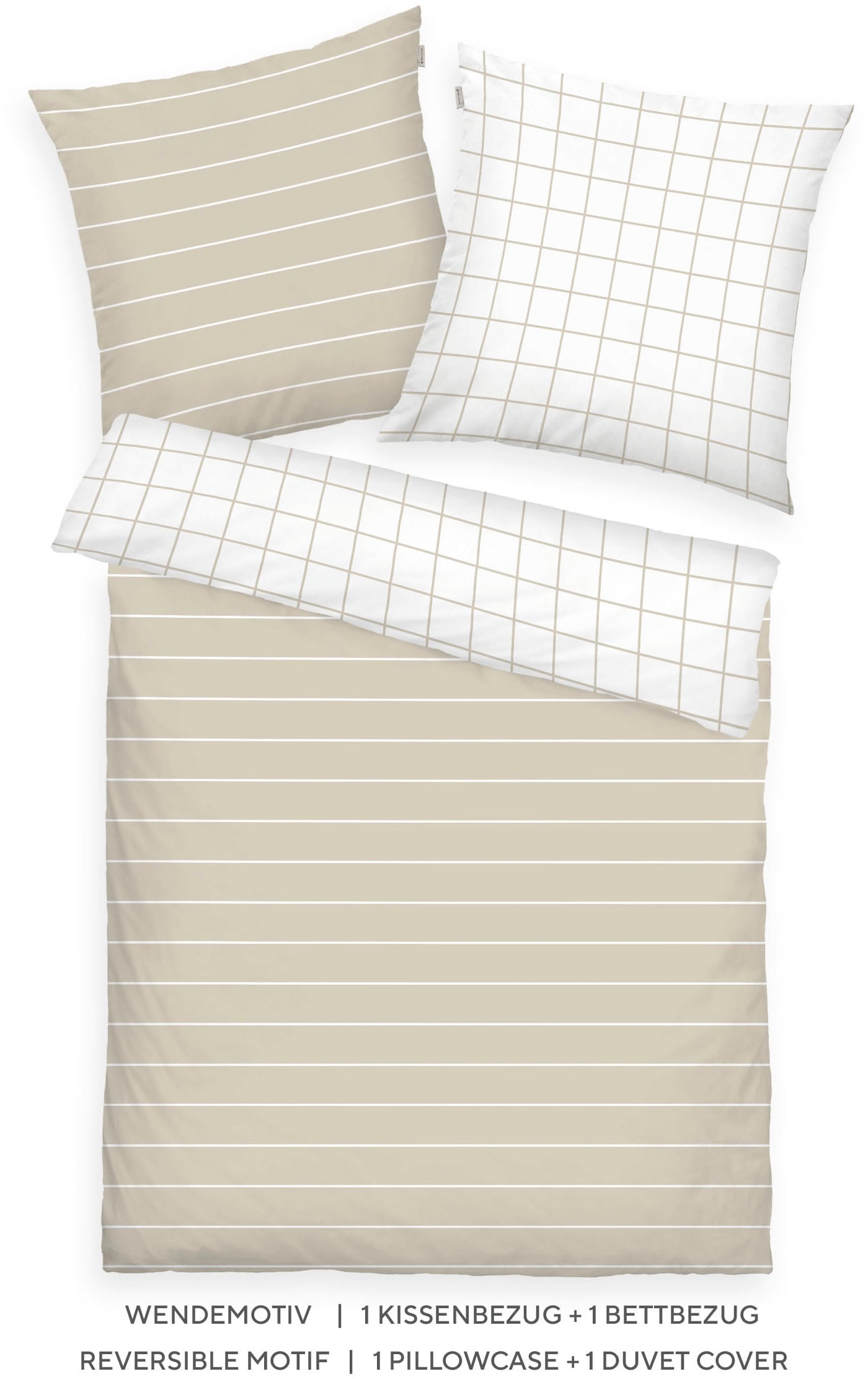 TOM TAILOR HOME Bettwäsche »CHECK AND STRIPES in Gr. 135x200cm oder 155x220cm« 2 Stk. new bedroom, gewebtes Label