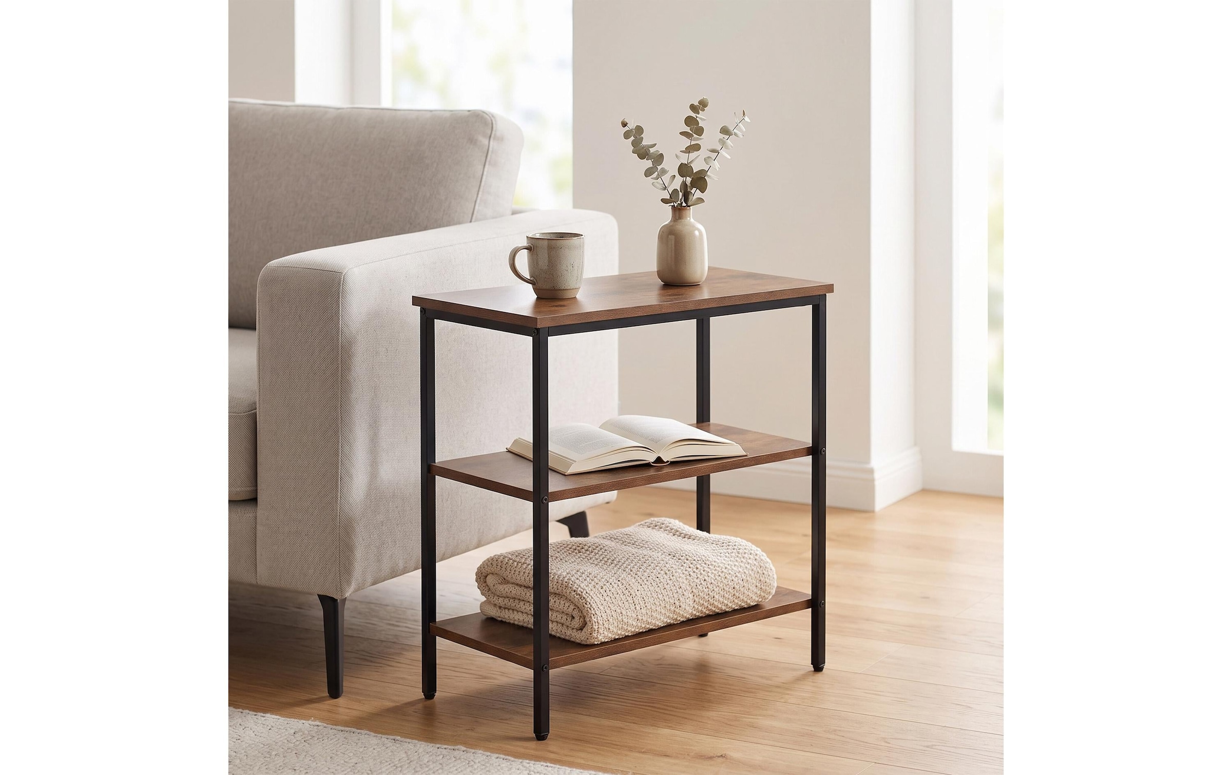 relaxdays »Beistelltisch 60 x 61 cm, Schwarz/Braun«