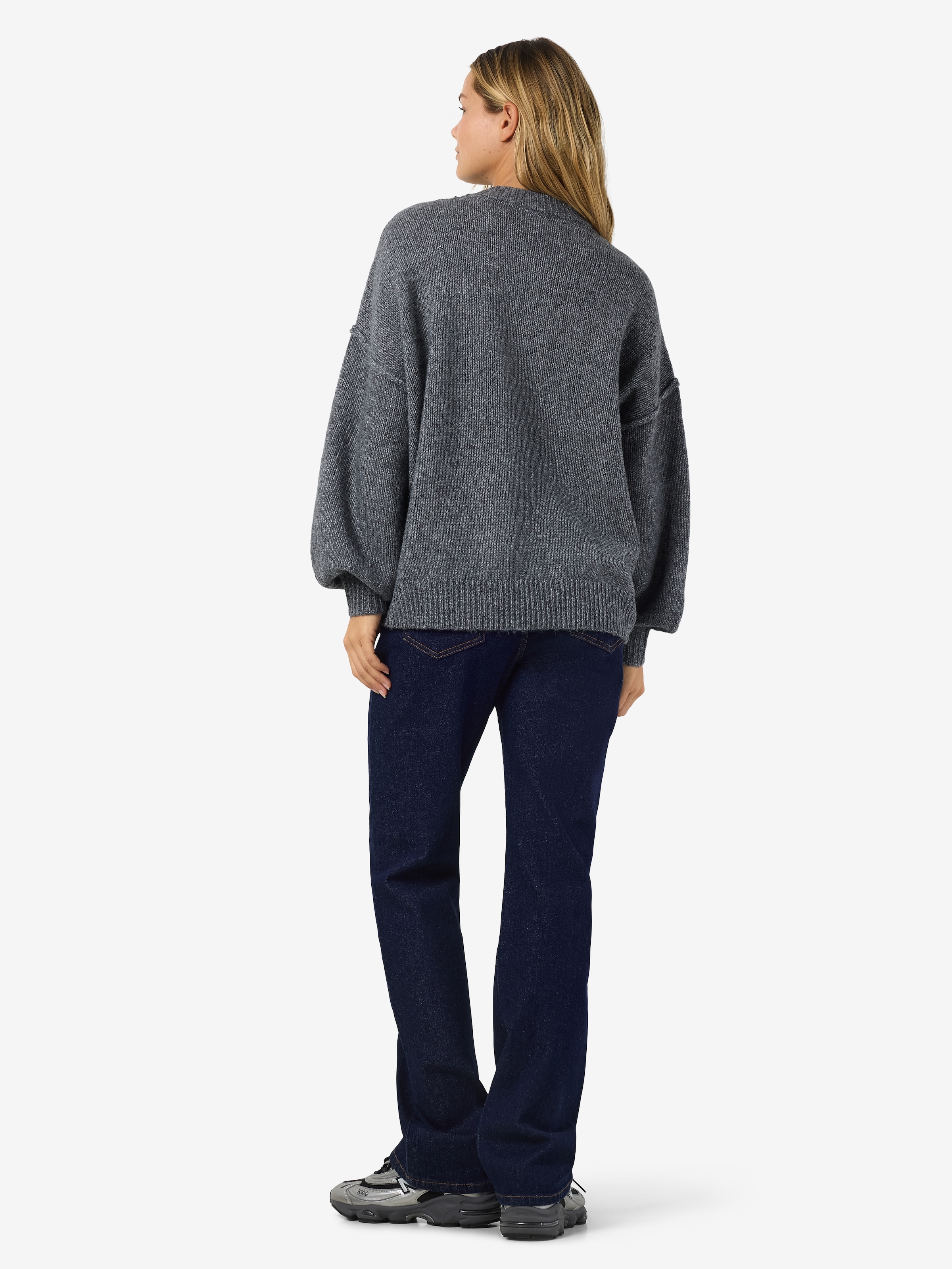 Noisy may Pull en tricot »NMLUISA L/S O-NECK KNIT NOOS« mélange de matériaux, coupe ample, avec laine