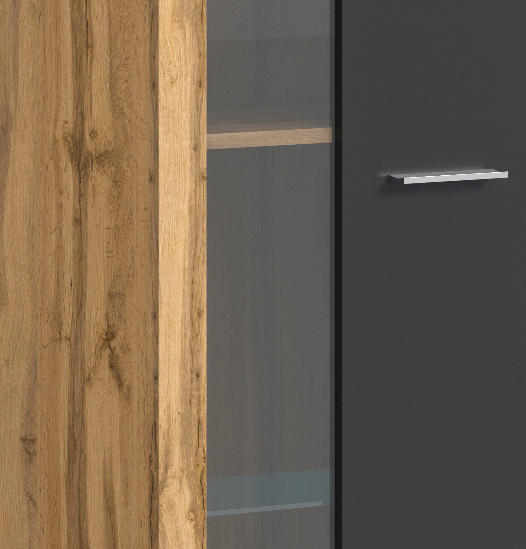Home affaire Meuble mural »AOSTA, Breite 235cm, 3-teilige Wohn-Kombination« bestehend aus: Lowboard, Wandboard, Vitrine, 3 cuis tlg.