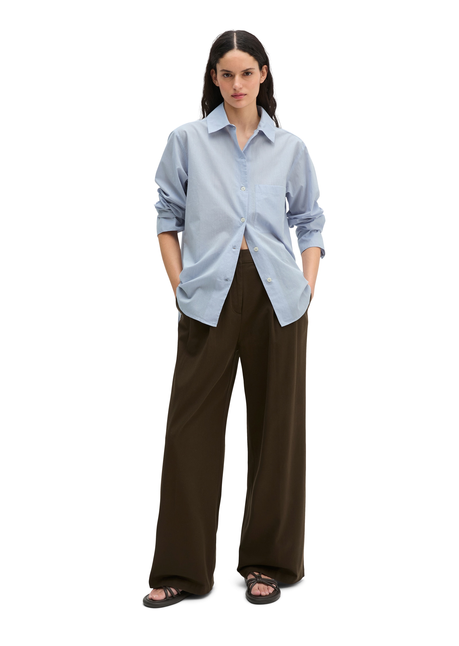 Marc O'Polo Blouse à manches longues avec détail nœud régulier en chambray de coton