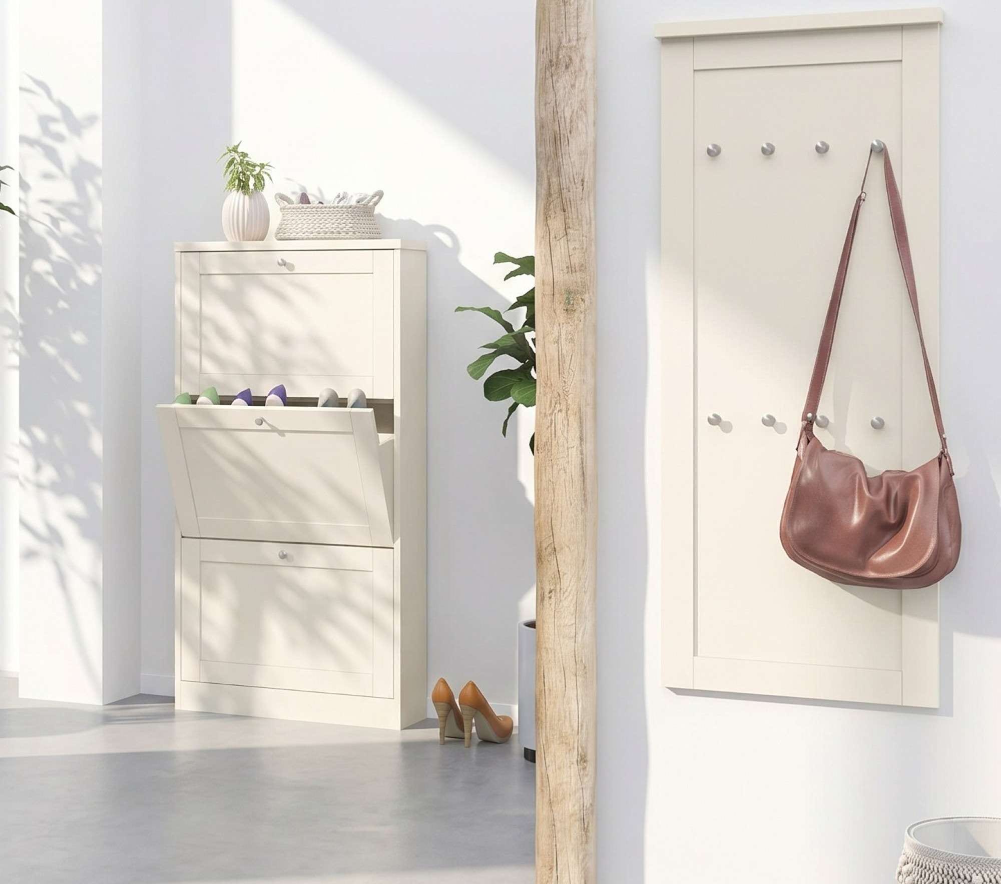 GOODproduct Panneau de vestiaire »Heide« avec 8 crochets, hauteur 120 cm, largeur 50 cm