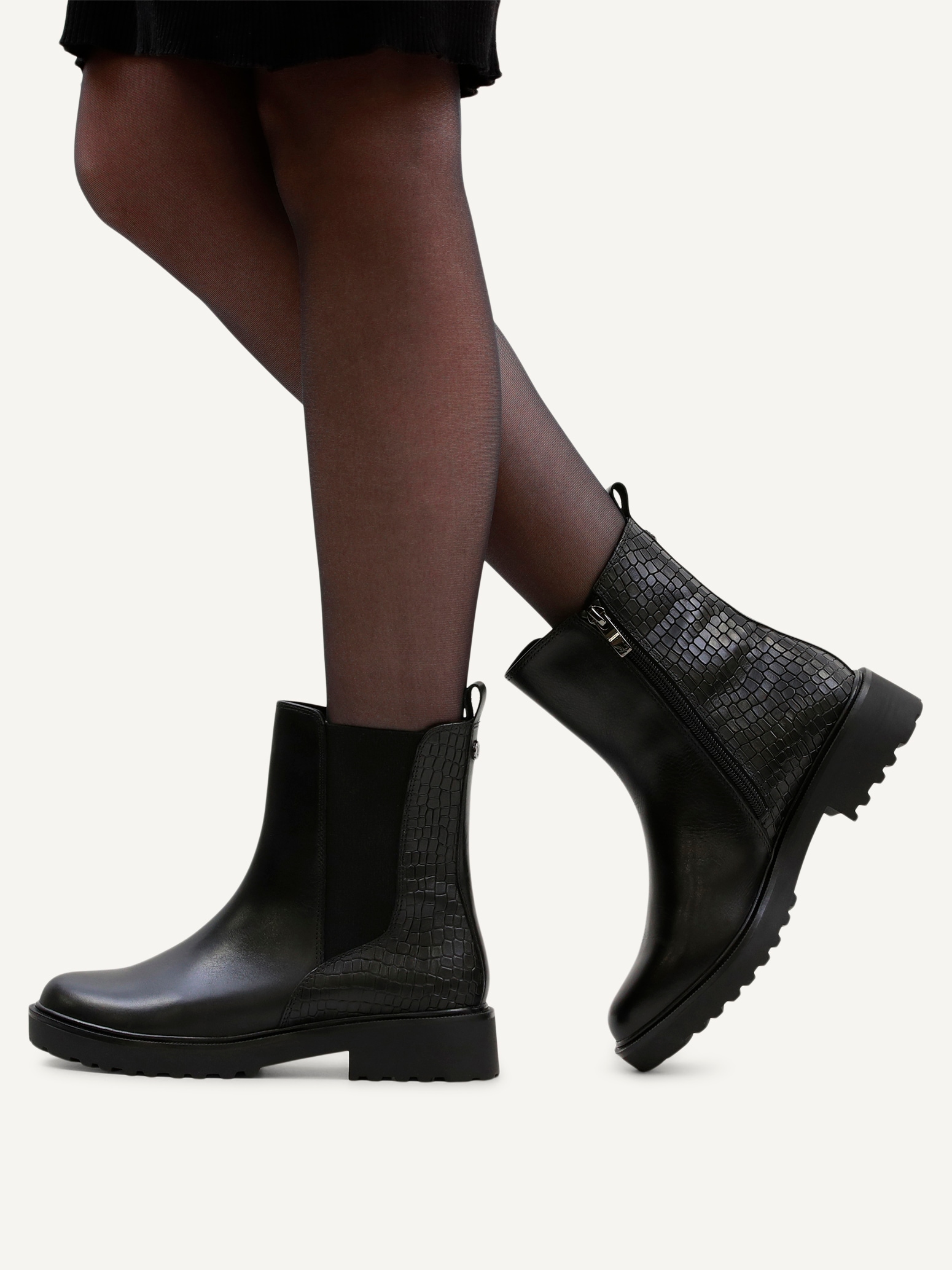 Caprice Bottines chelsea  talon bloc, bottines avec motif reptile