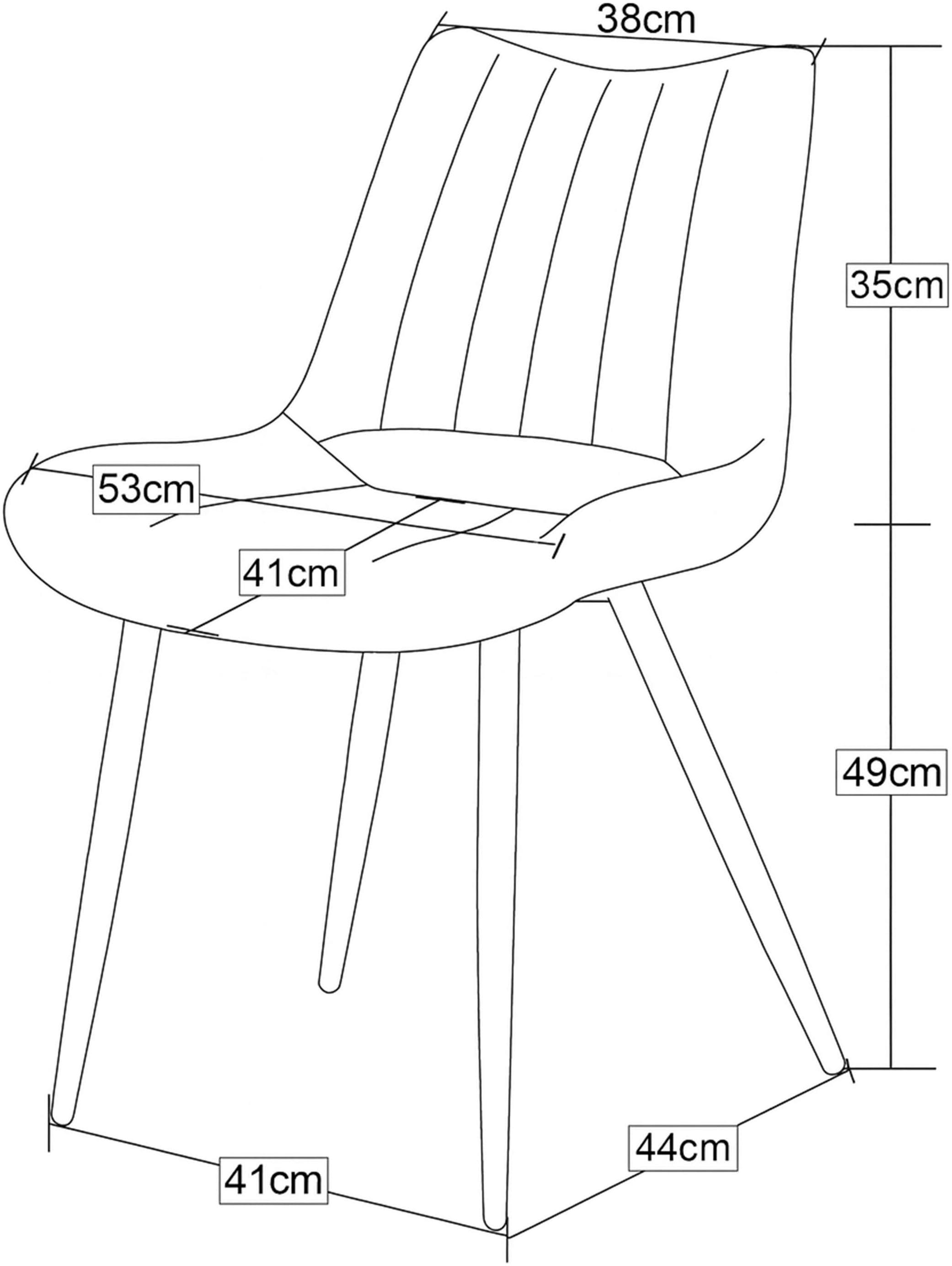 Home affaire Chaise de salle à manger »DAWSON, 2er Set, mit Metallgestell in matt schwarz« (Ensemble) 2 cuisin verschiedenen Farben, Belsatbarkeit pro Stuhl 120 kg