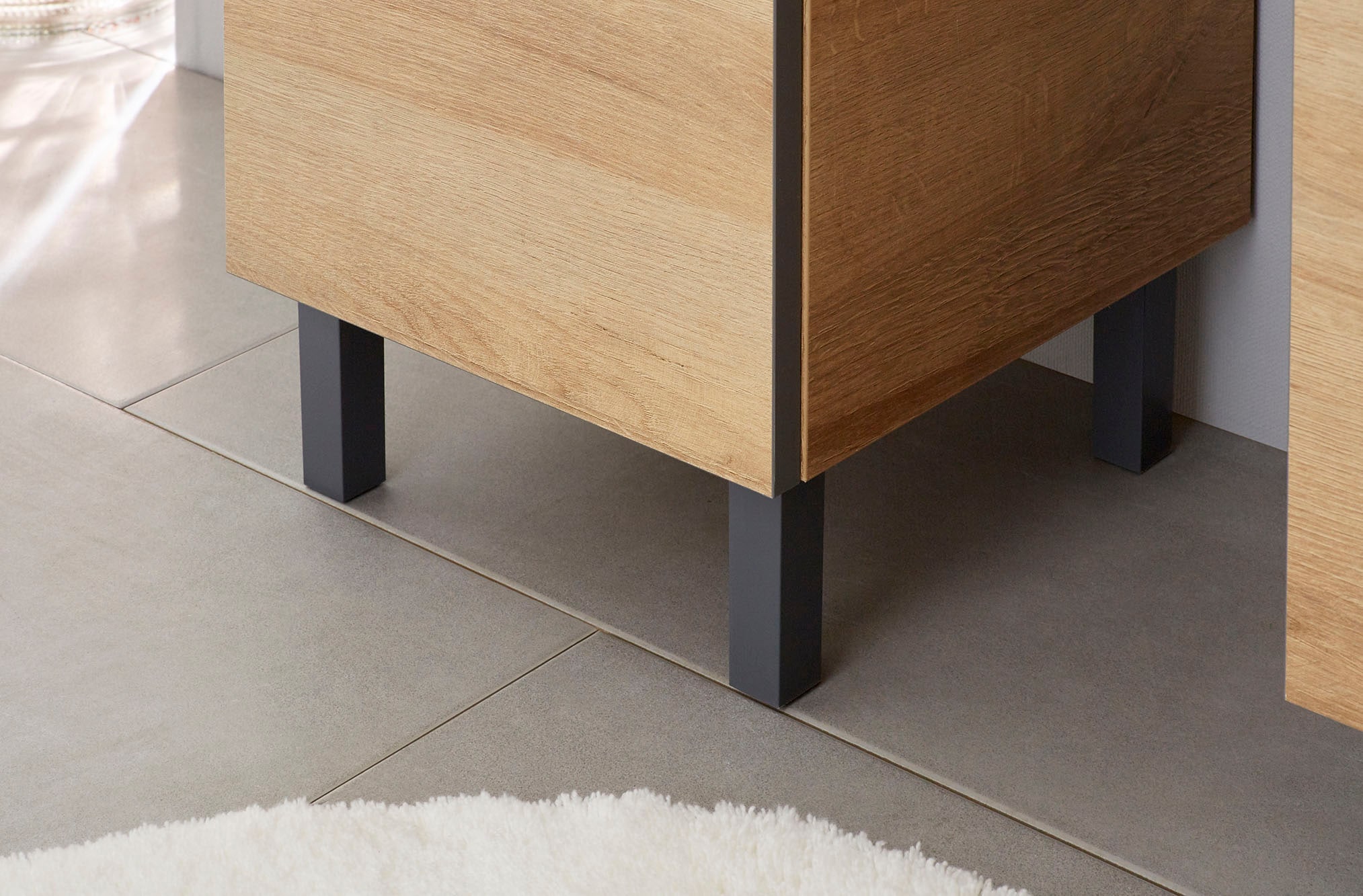 Saphir Armoire haute »Quickset 919 Badschrank, 30 cm breit, 2 Türen, Nische, 1 Schublade« Armoire haute de salle de bain avec amortisseur de porte, poignées grises