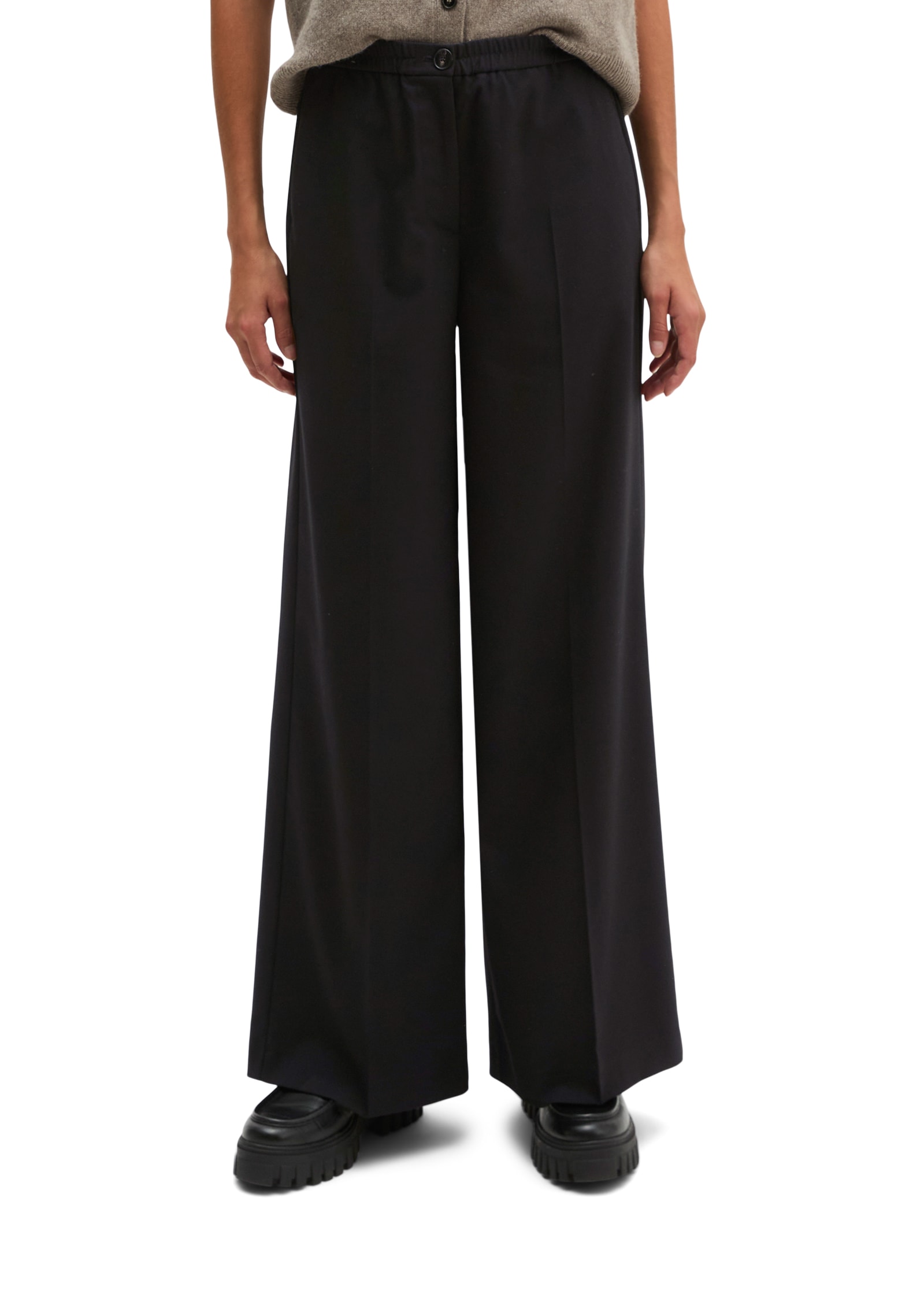 Marc O'Polo Stoffhose »MARGO WIDE«  in Woll-Optik, Wide Fit