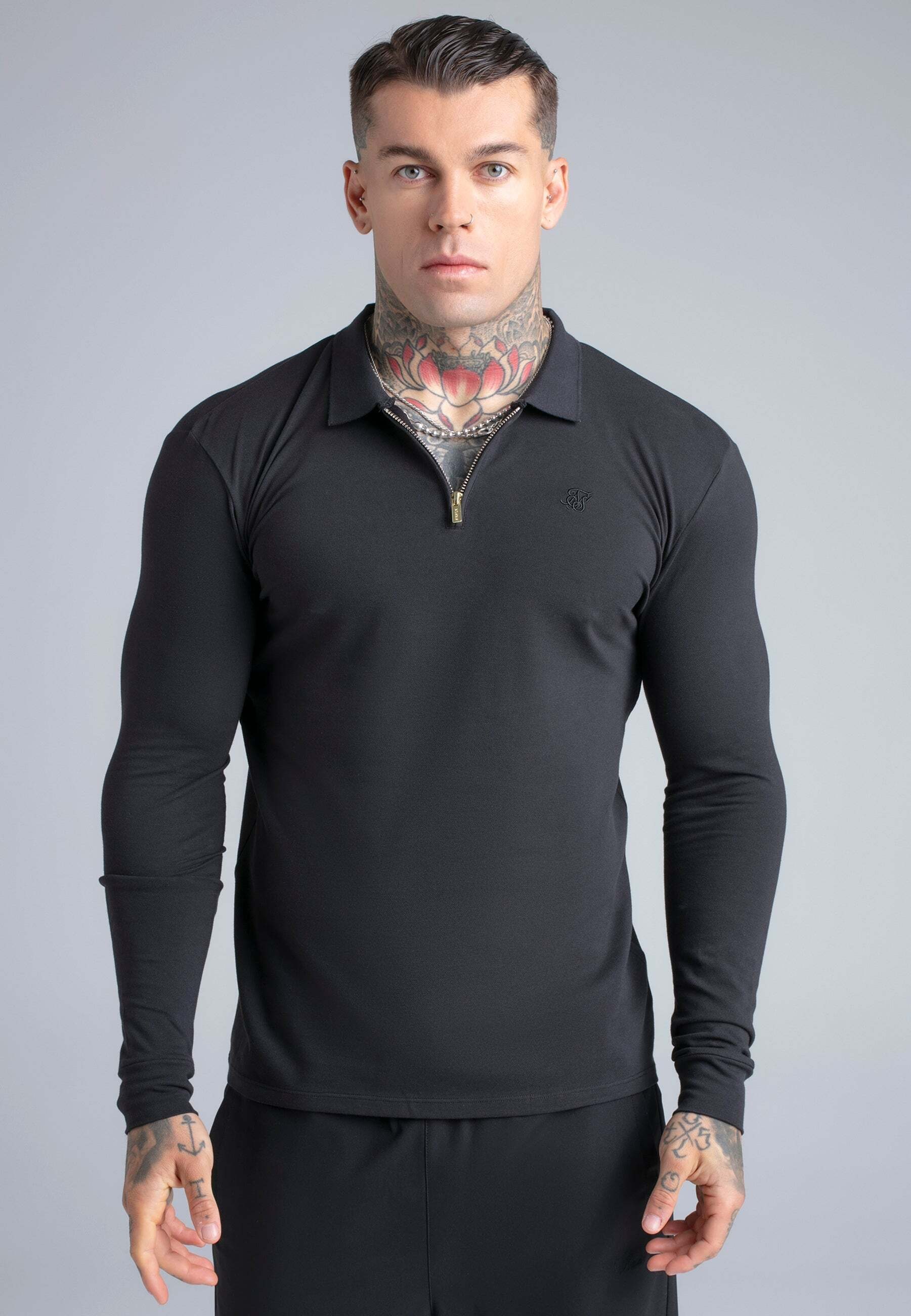 Siksilk Polo à manches longues »Siksilk Langarmpolo Longlseeved Zip«
