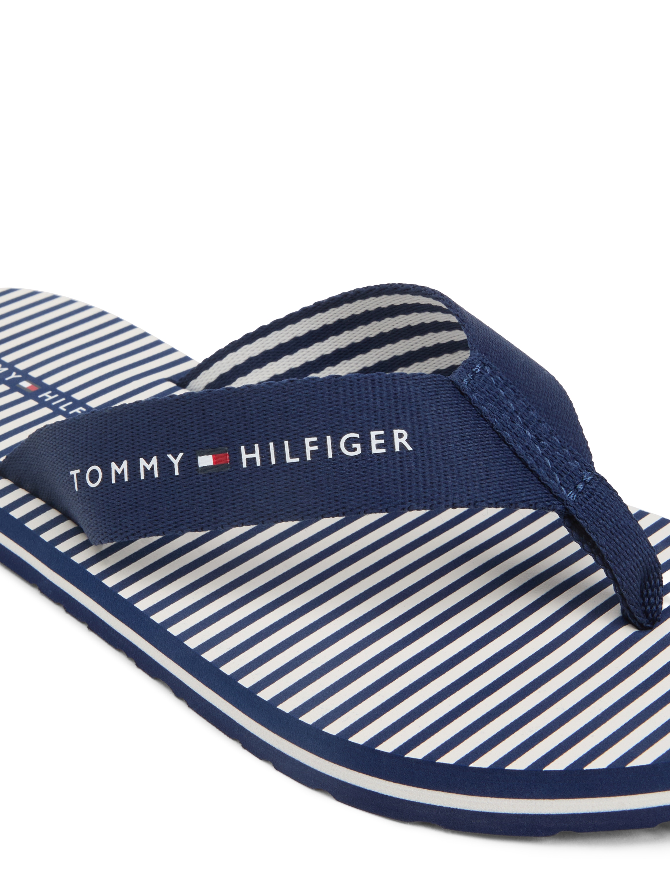 Tommy Hilfiger Séparateur d'orteils »TH ITHACA STRIPE SUMMER SANDAL«  chaussure d'été, sandale de piscine, Dianette, ballerine avec logo