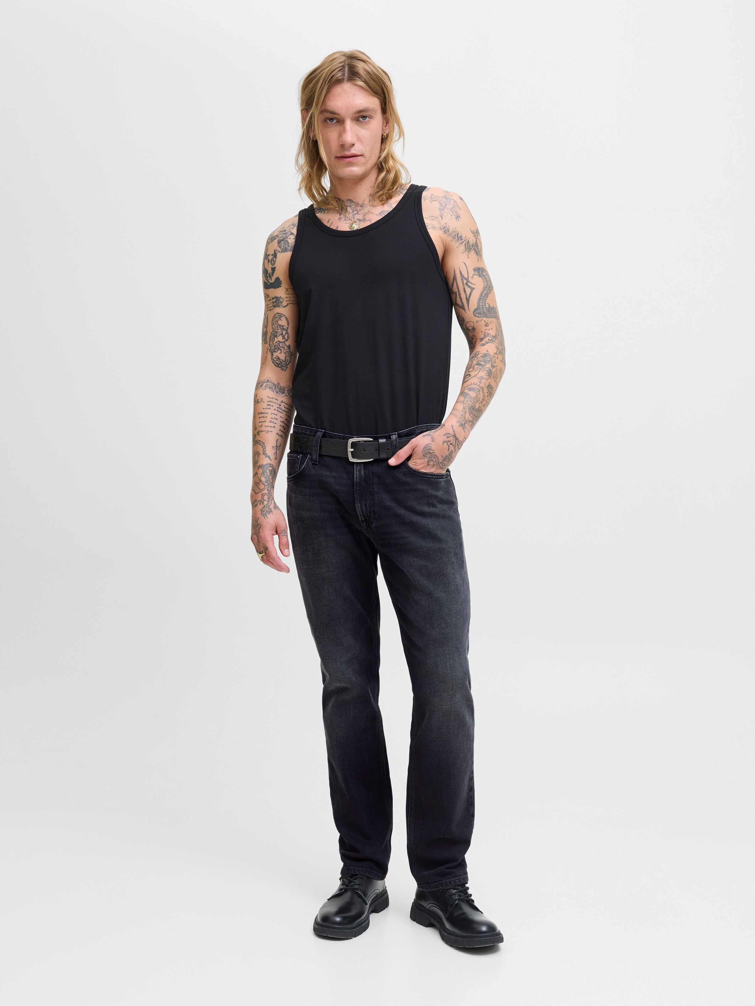 Jack & Jones Jeans coupe régulière »JJICLARK im Used-Look, Stretchkomfort und niedrige Leibhöhe« Baumwolle, regular fit