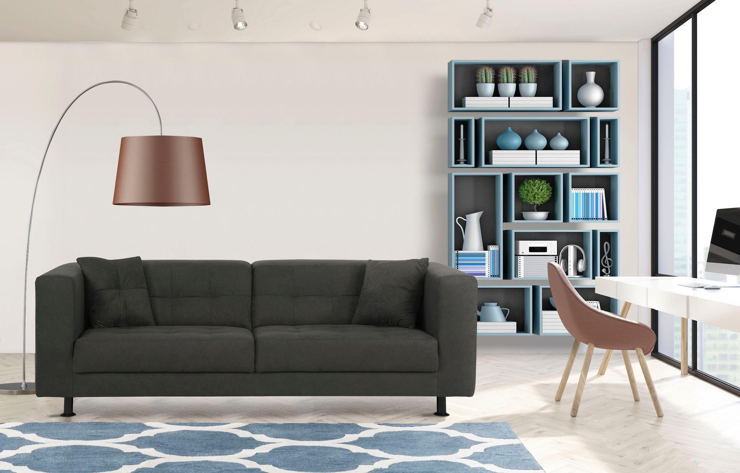 Home affaire 3-Sitzer »Bengo« mit Steppung im Sitz- und Rückenbereich, incl. Zierkissen