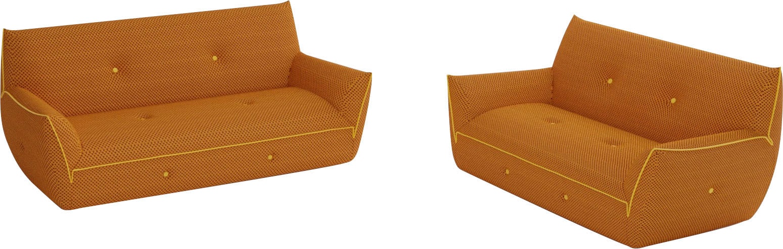 Egoitaliano Ensemble rembourré »Yuki, extravagantes Design und höchster Sitzkomfort, tolle Details« Set, bestehend aus einem 2,5- und einem 2-Sitzer, mit innovativen