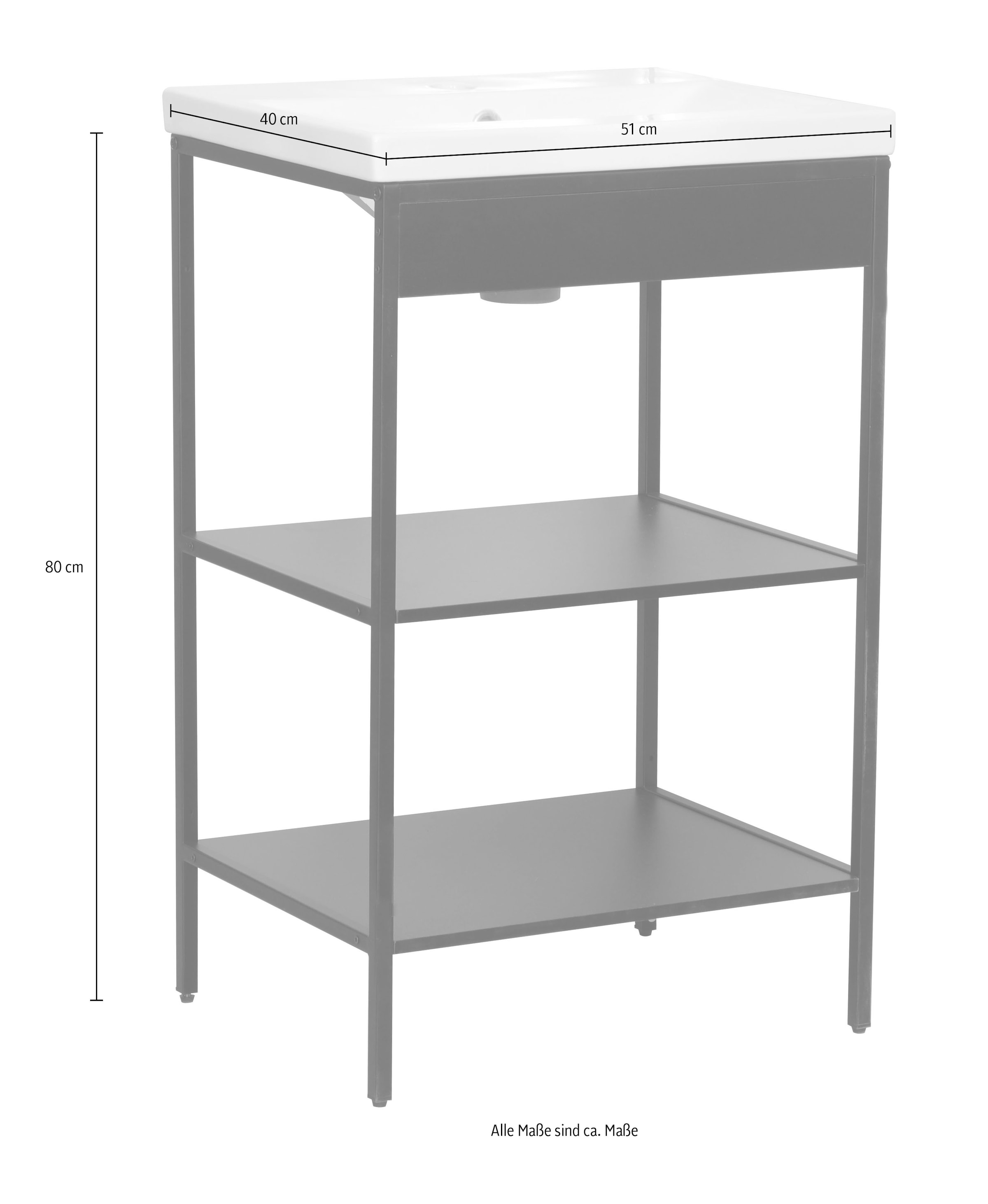 welltime Armoire sous lavabo »Lodi« 1 cuis tlg. Badezimmerregal mit 2 offenen Fächern - (B/T/H) 51/40/80 cm