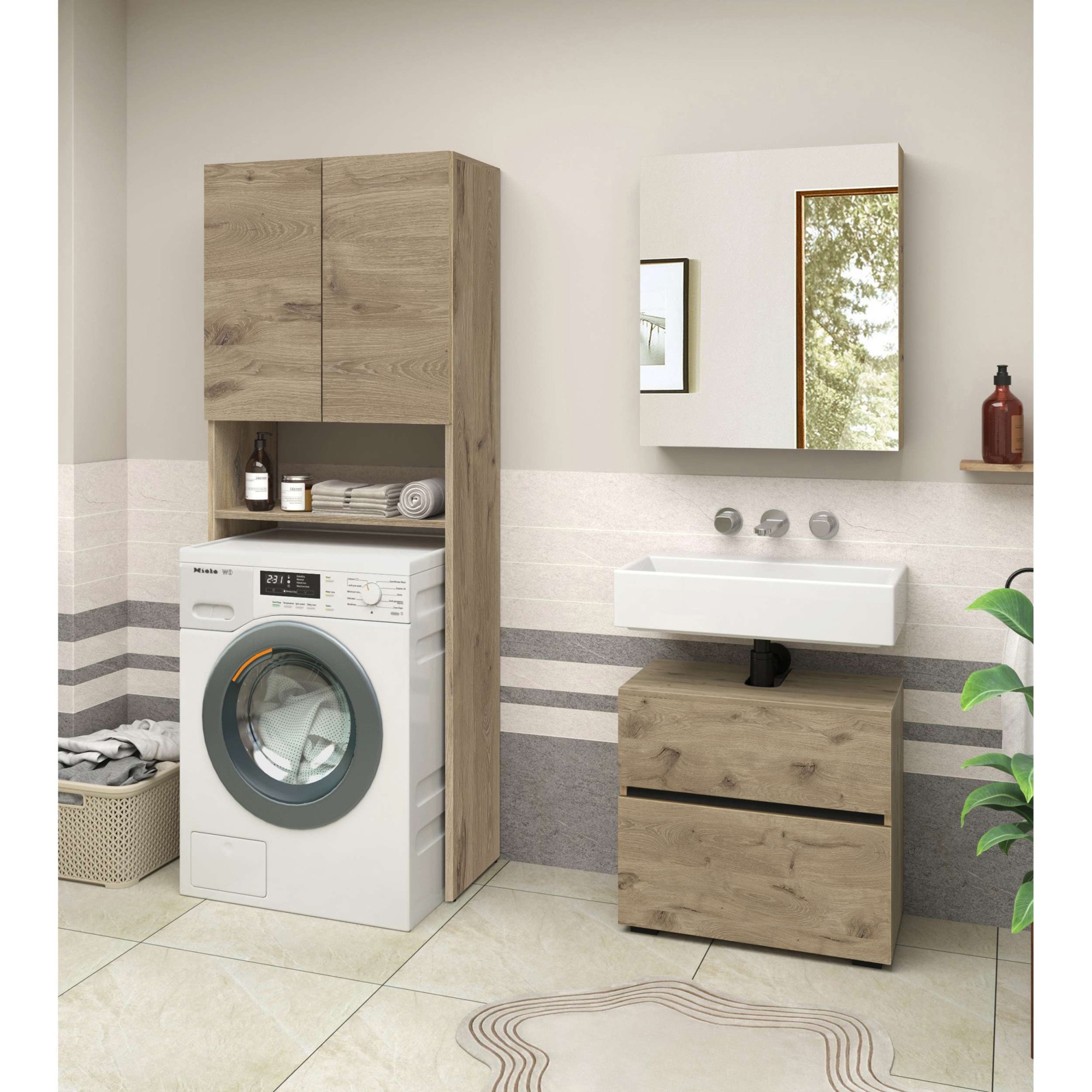Home affaire Waschmaschinenumbauschrank »Wisla« mit 2 Türen, Breite 68 cm, Höhe 180 cm