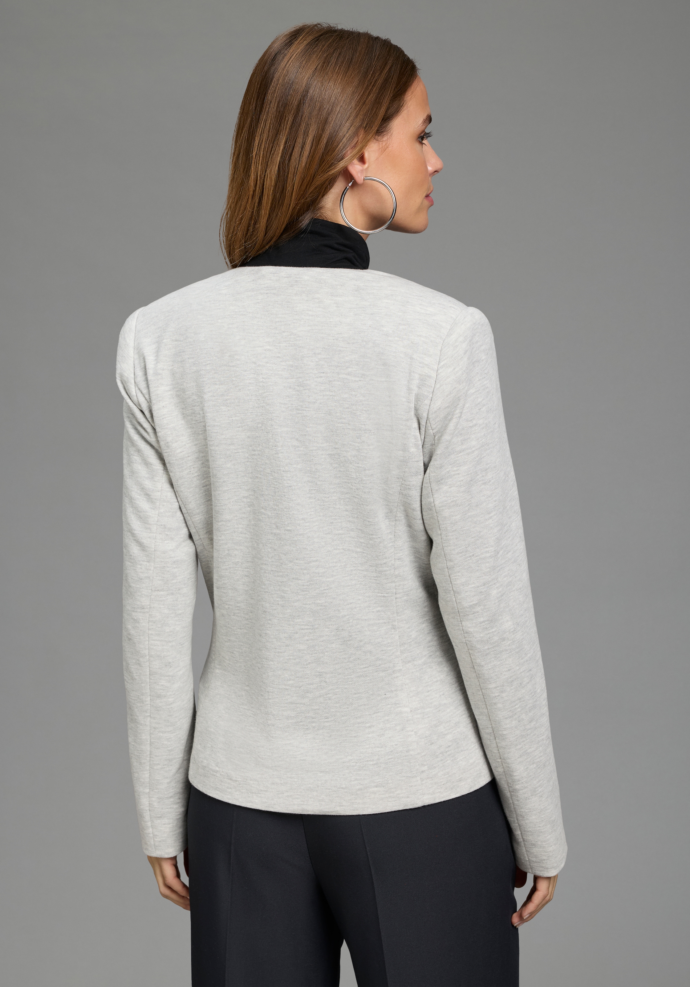 Laura Scott Kurzblazer femininer Stil, aus Polyester und Baumwolle, mit melierter Optik